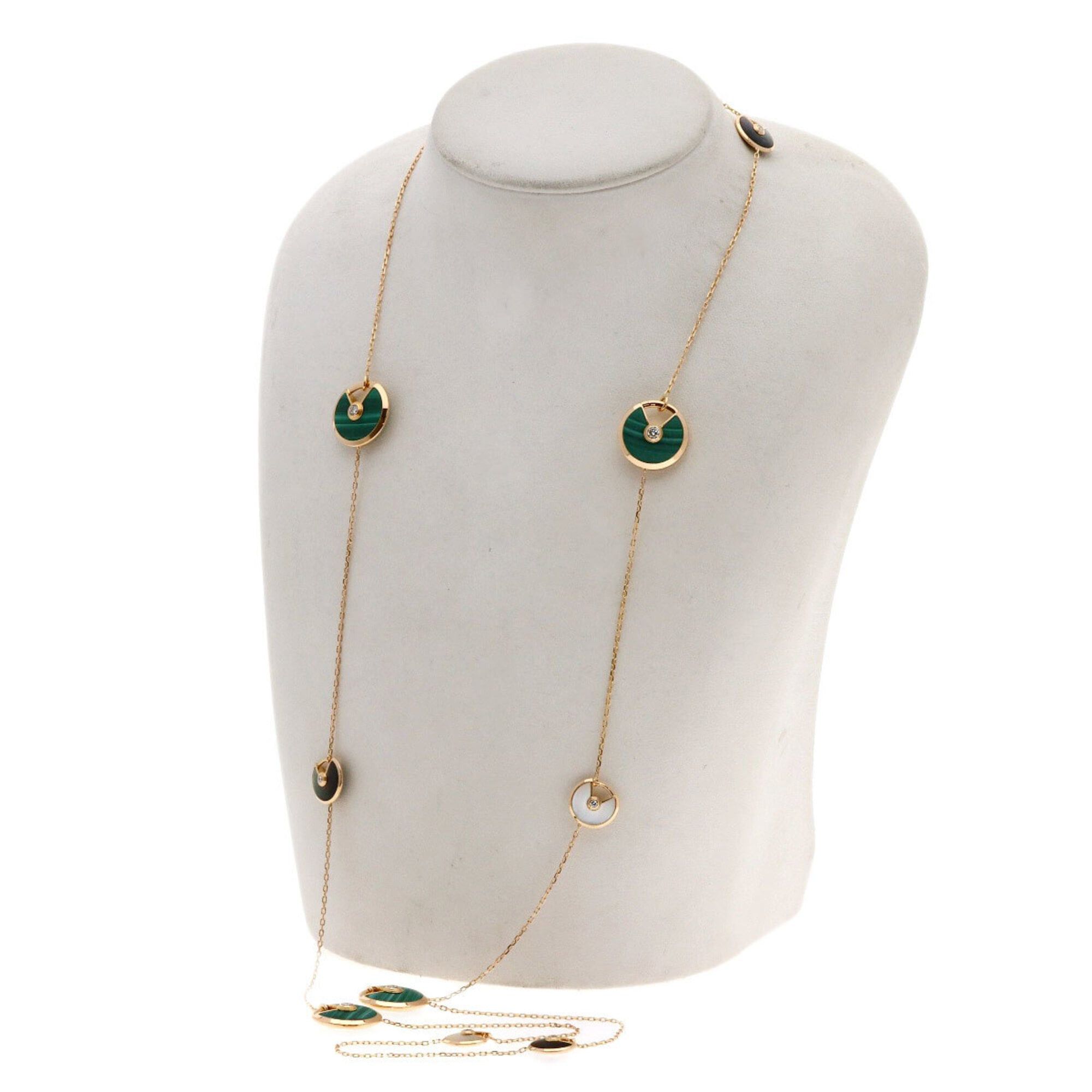Cartier Cartier Amulette Malachite Shell Diamond Long Necklace 18K Pink Gold Women's CARTIER Size ONE SIZE - 7 Thumbnail