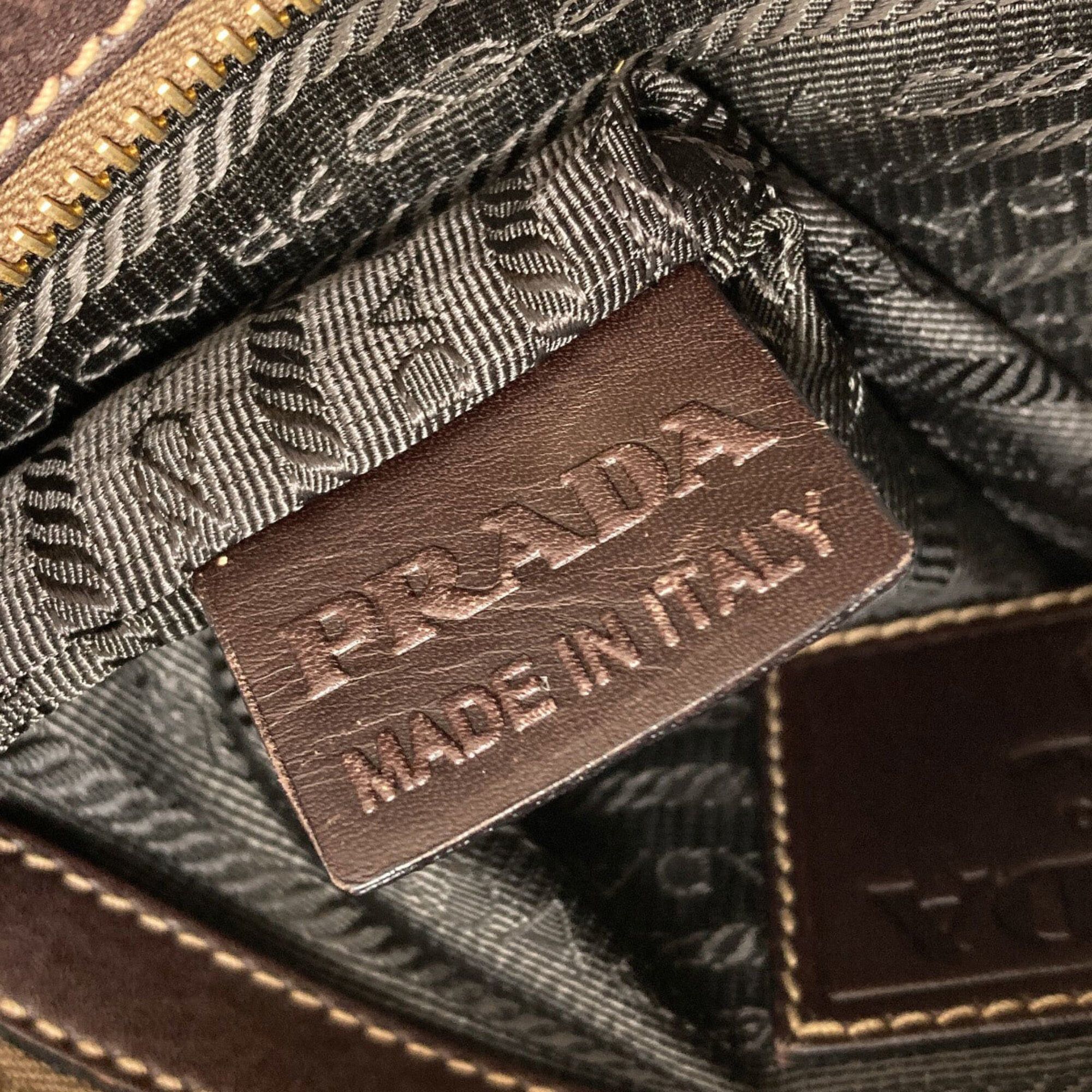 Prada Prada Logo Shoulder Bag, Canvas/Calfskin, Women's PRADA Size ONE SIZE - 8 Thumbnail