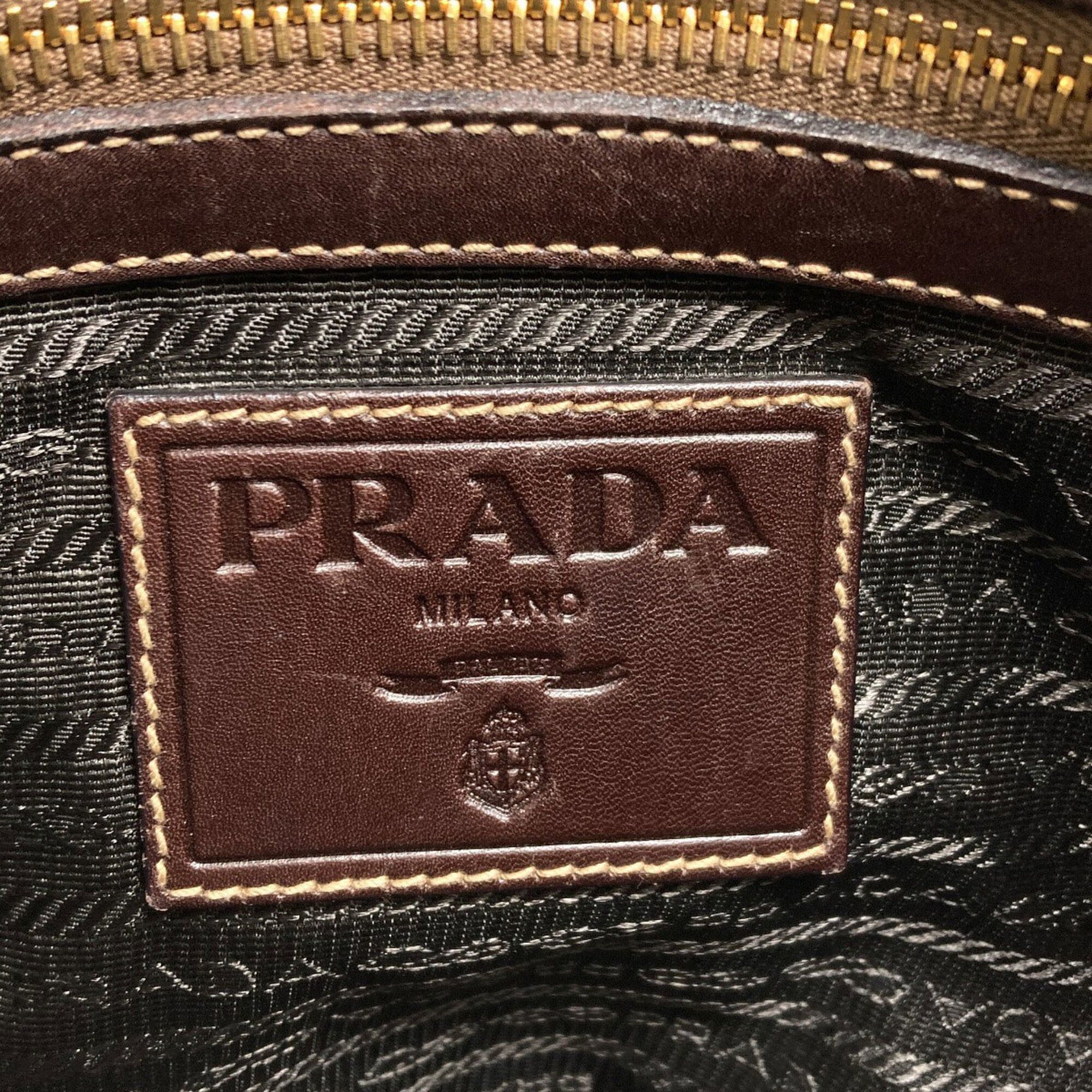 Prada Prada Logo Shoulder Bag, Canvas/Calfskin, Women's PRADA Size ONE SIZE - 6 Thumbnail