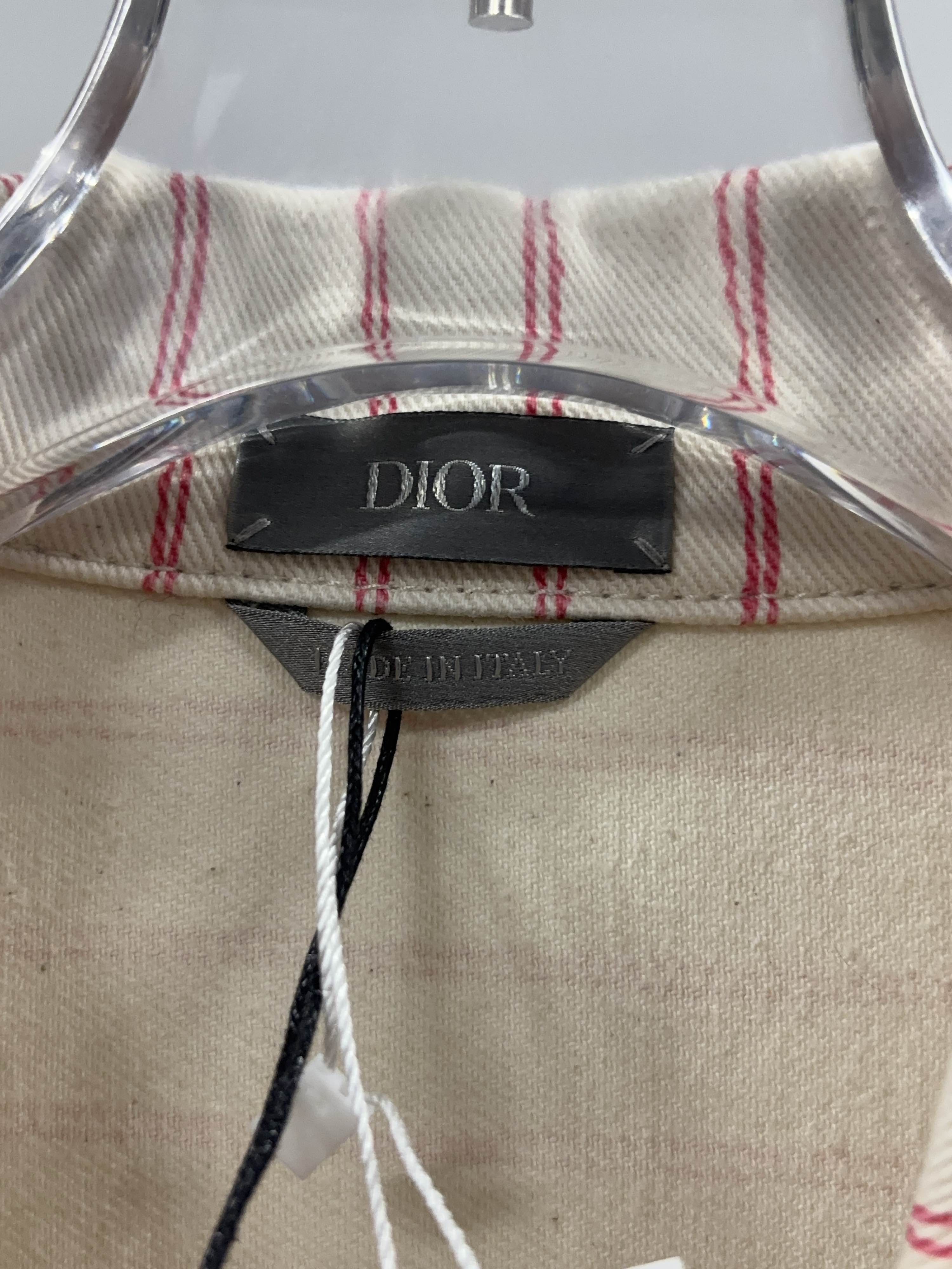 Dior Dior Striped Embroidered Denim Jacket Size 50 Size US M / EU 48-50 / 2 - 3 Thumbnail