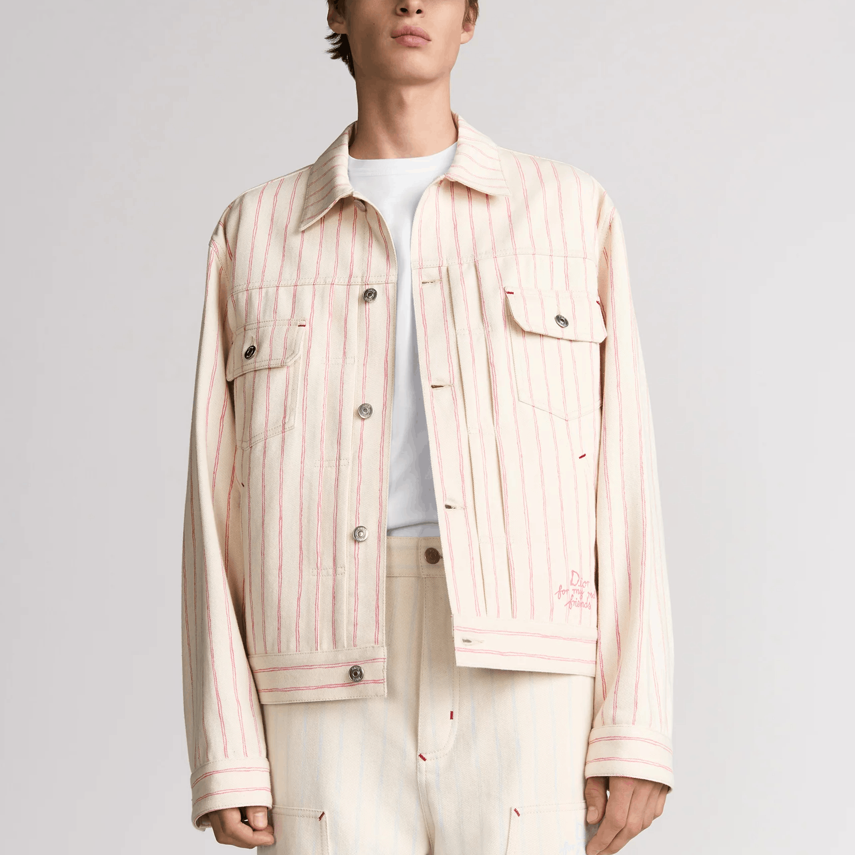 Dior Dior Striped Embroidered Denim Jacket Size 50 Size US M / EU 48-50 / 2 - 14 Thumbnail