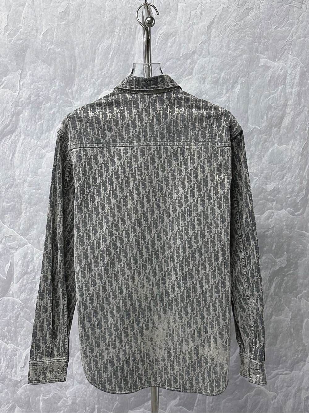 Dior Dior Oblique Logo Distressed Button Up Shirt Size 39 Size US M / EU 48-50 / 2 - 2 Thumbnail