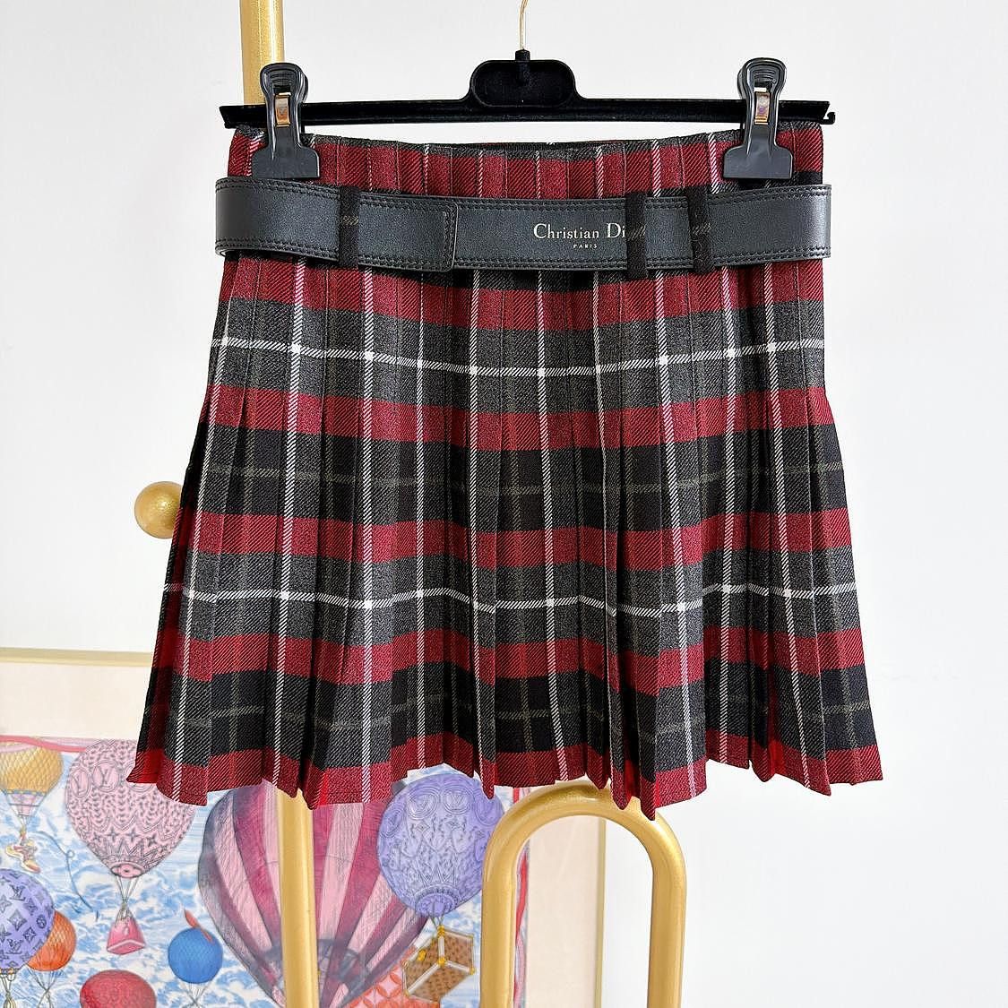 Dior Christian Dior Plaid Belted Mini Skirt Size 34 Size 25" / US 0 / IT 36 - 2 Thumbnail