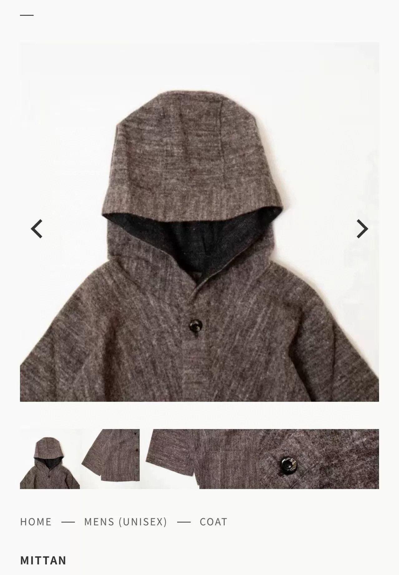 MITTAN Mittan CT-40 Wool Hemp Hooded Coat Size US M / EU 48-50 / 2 - 8 Thumbnail