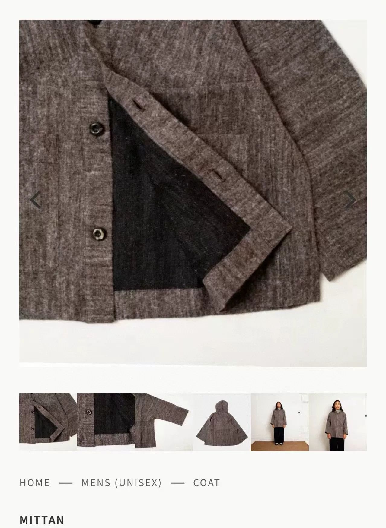 MITTAN Mittan CT-40 Wool Hemp Hooded Coat Size US M / EU 48-50 / 2 - 9 Thumbnail