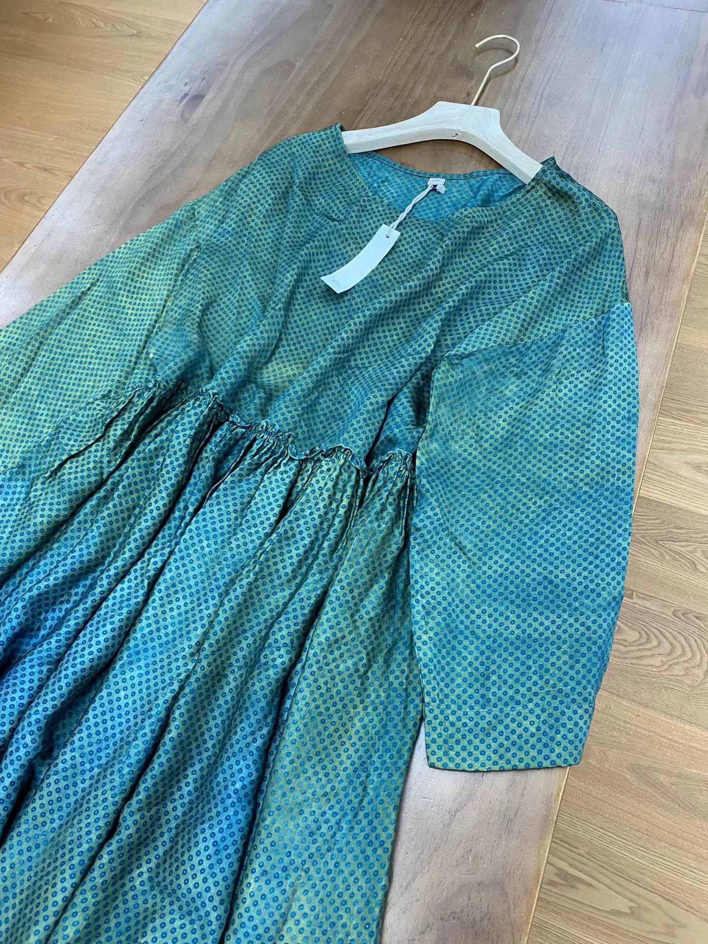 RBRSL r.b. Peacock Blue Gradient Polka Dot Dress Size L / US 10 / IT 46 - 2 Thumbnail