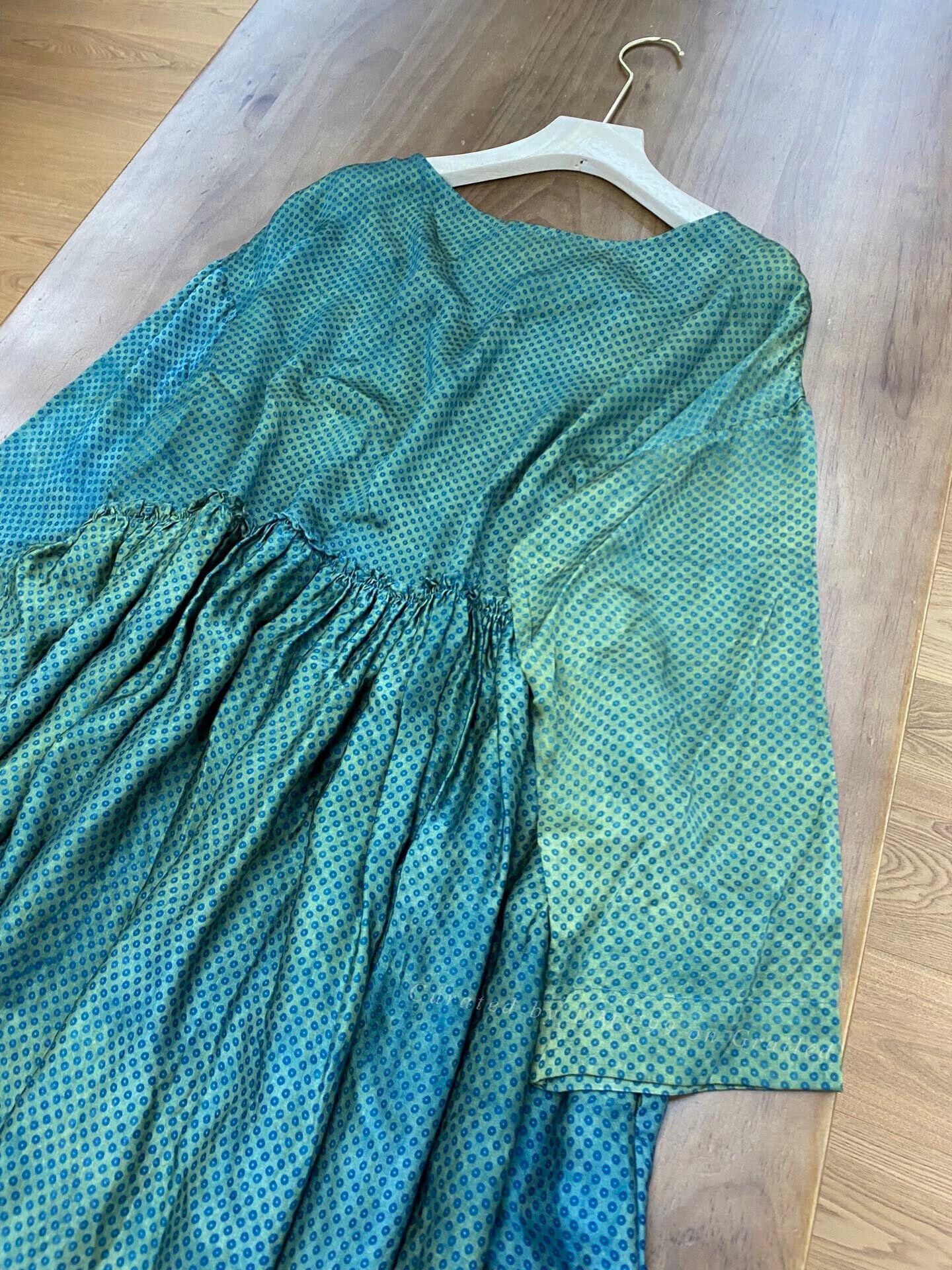RBRSL r.b. Peacock Blue Gradient Polka Dot Dress Size L / US 10 / IT 46 - 5 Thumbnail