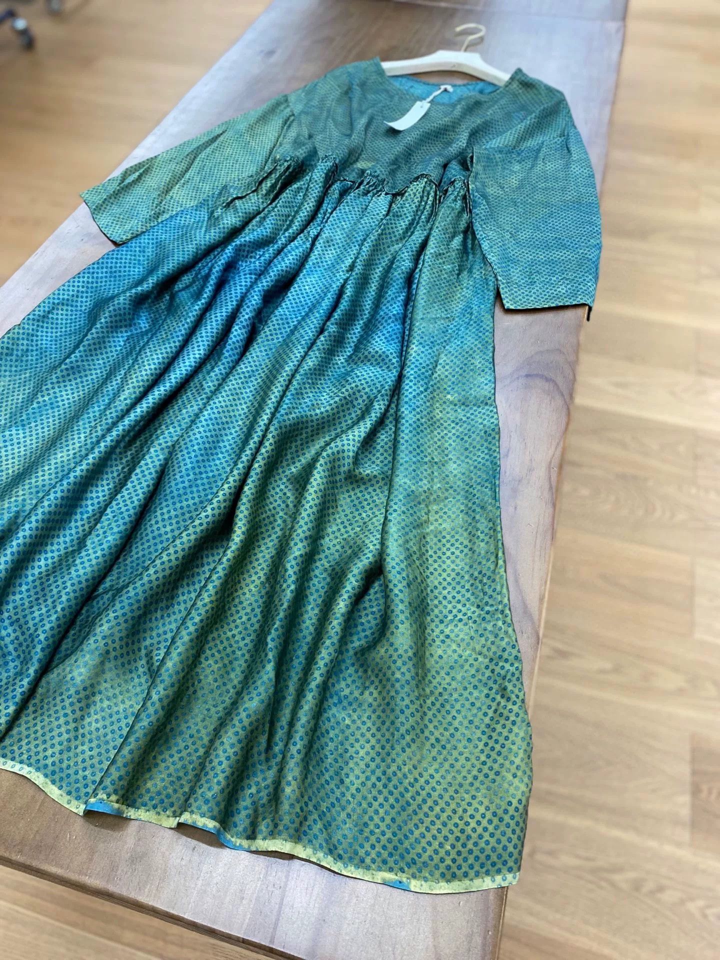 RBRSL r.b. Peacock Blue Gradient Polka Dot Dress Size L / US 10 / IT 46 - 3 Thumbnail