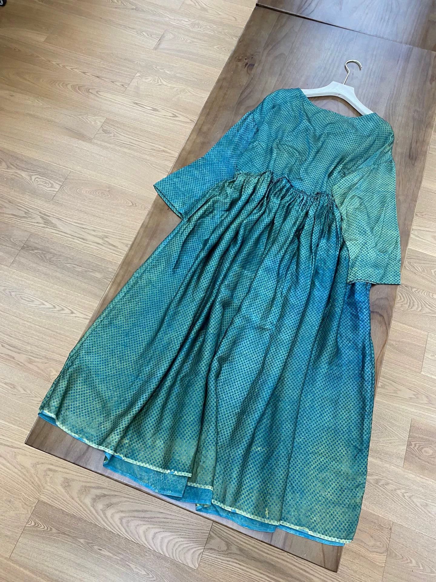 RBRSL r.b. Peacock Blue Gradient Polka Dot Dress Size L / US 10 / IT 46 - 4 Thumbnail