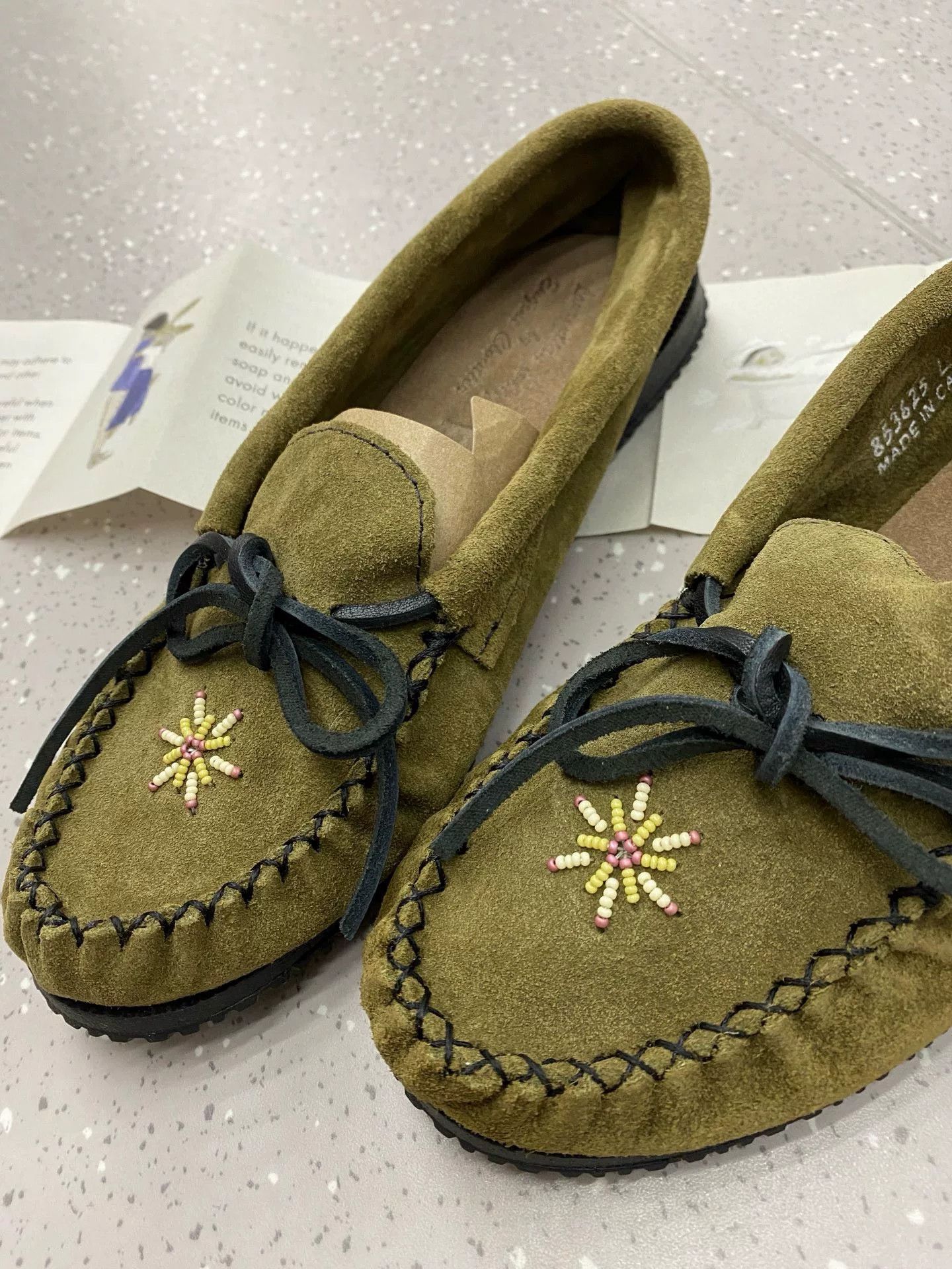 45rpm 45R Beaded Green Suede Slip-On Shoes Size US 8 / IT 38 - 9 Thumbnail