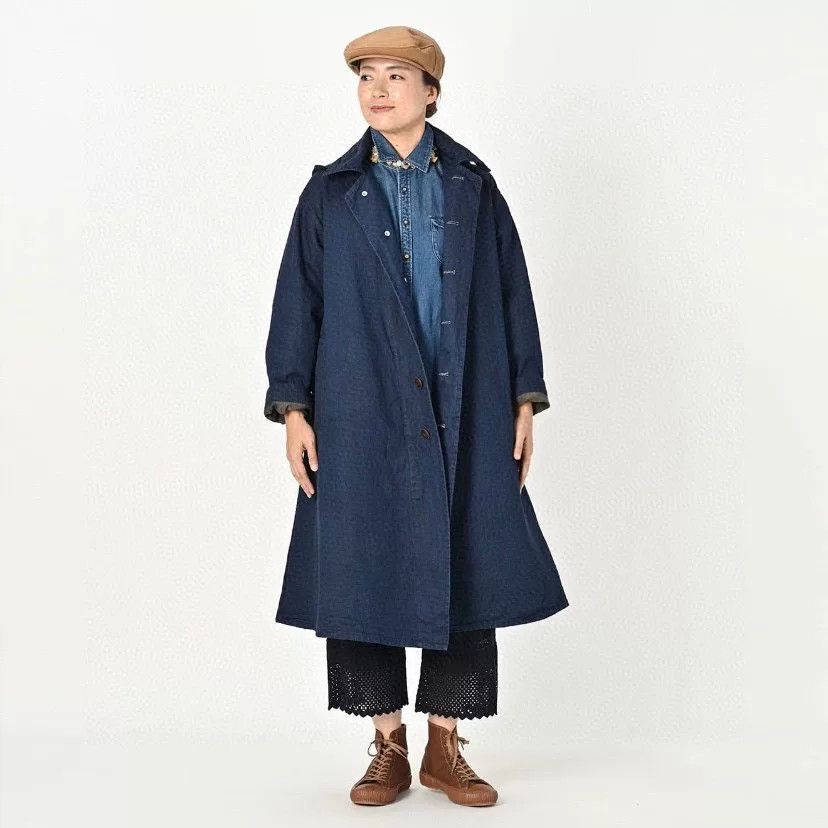 45rpm 45R Indigo Denim Embroidered Hooded Trench Size US XL / EU 56 / 4 - 3 Thumbnail