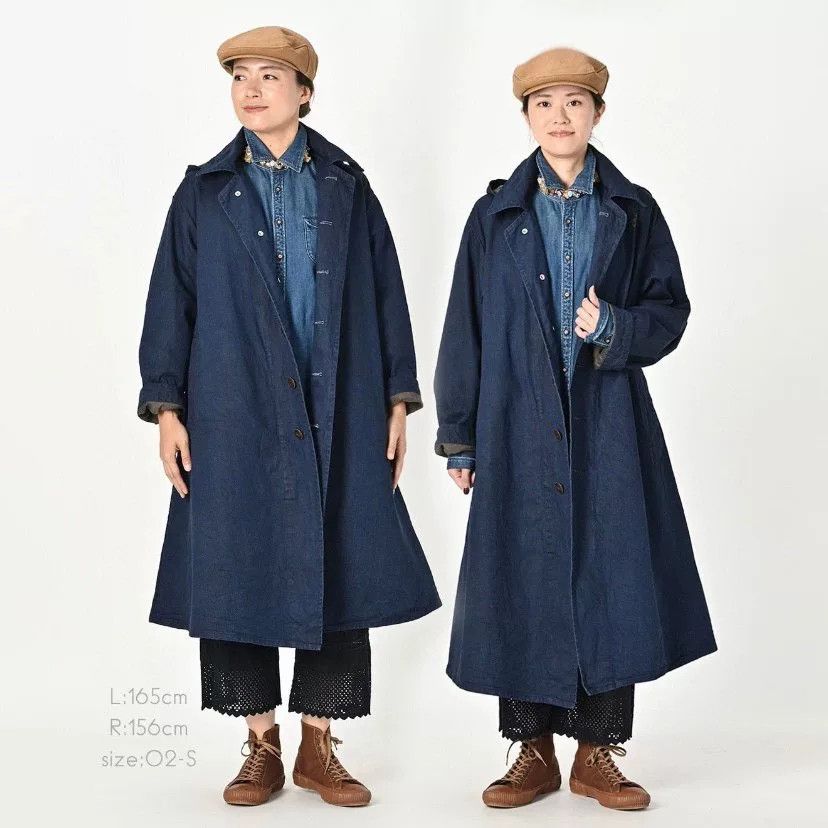 45rpm 45R Indigo Denim Embroidered Hooded Trench Size US XL / EU 56 / 4 - 2 Thumbnail