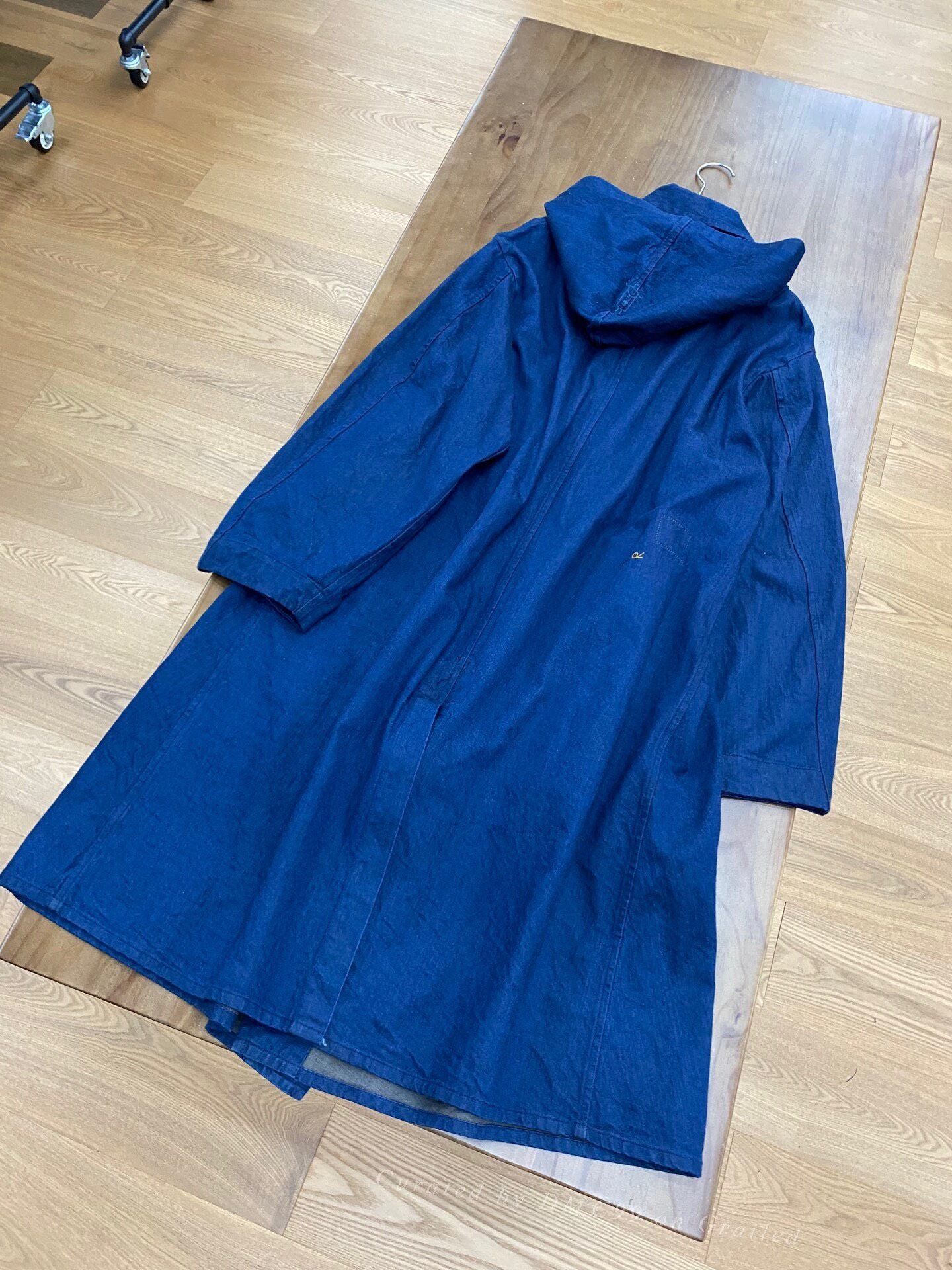 45rpm 45R Indigo Denim Embroidered Hooded Trench Size US XL / EU 56 / 4 - 7 Thumbnail