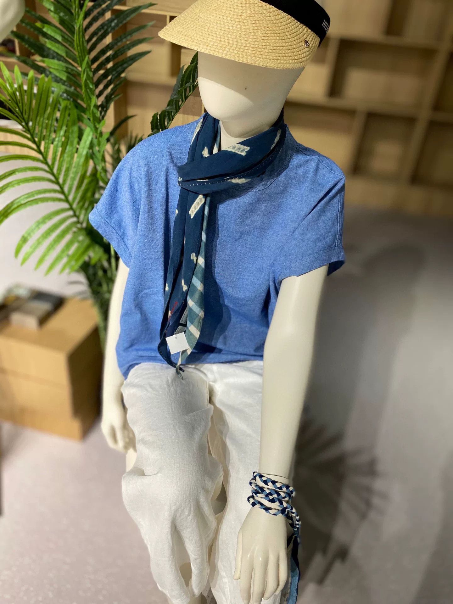 45rpm 45R New Indigo Dyed Cotton Scarf Size ONE SIZE - 4 Thumbnail