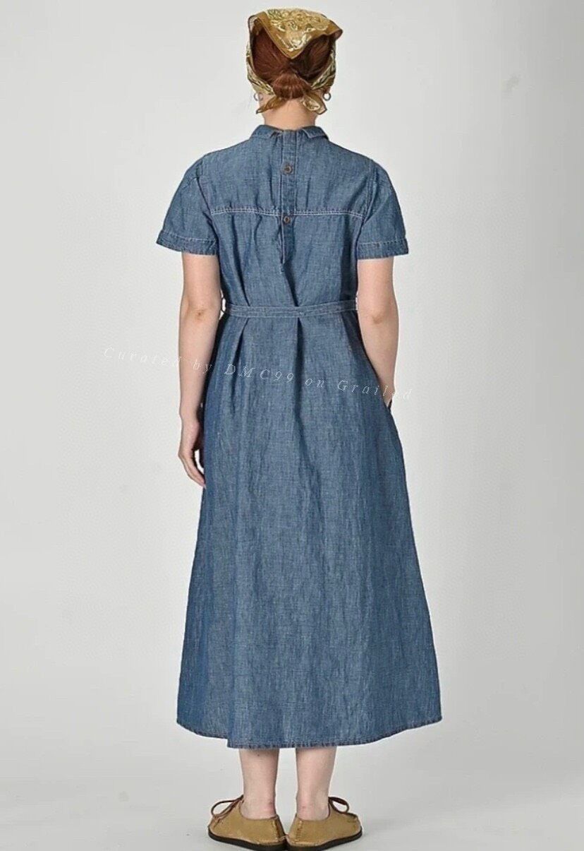 45rpm 45R Women's Indigo Cotton-Linen Dress Size L / US 10 / IT 46 - 8 Thumbnail