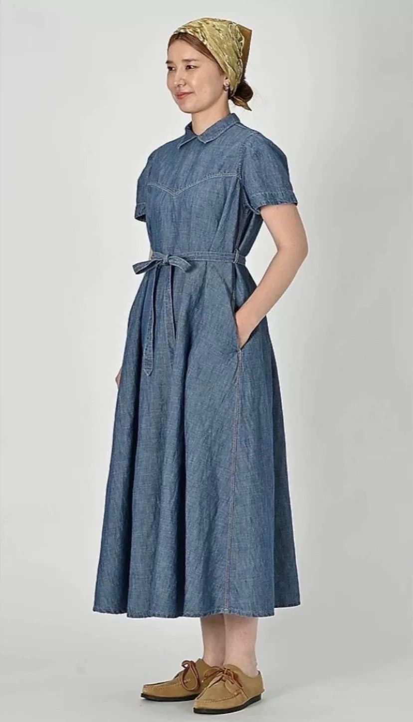 45rpm 45R Women's Indigo Cotton-Linen Dress Size L / US 10 / IT 46 - 7 Thumbnail