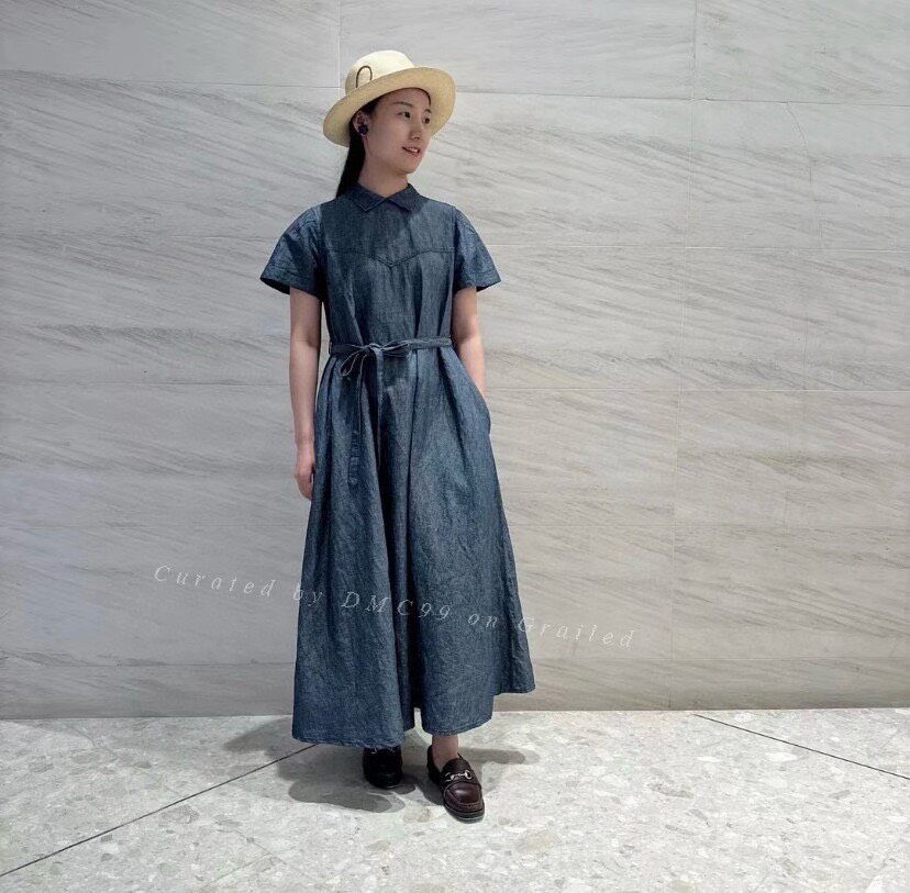 45rpm 45R Women's Indigo Cotton-Linen Dress Size L / US 10 / IT 46 - 9 Thumbnail