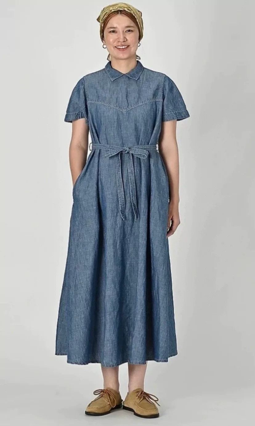 45rpm 45R Women's Indigo Cotton-Linen Dress Size L / US 10 / IT 46 - 6 Thumbnail