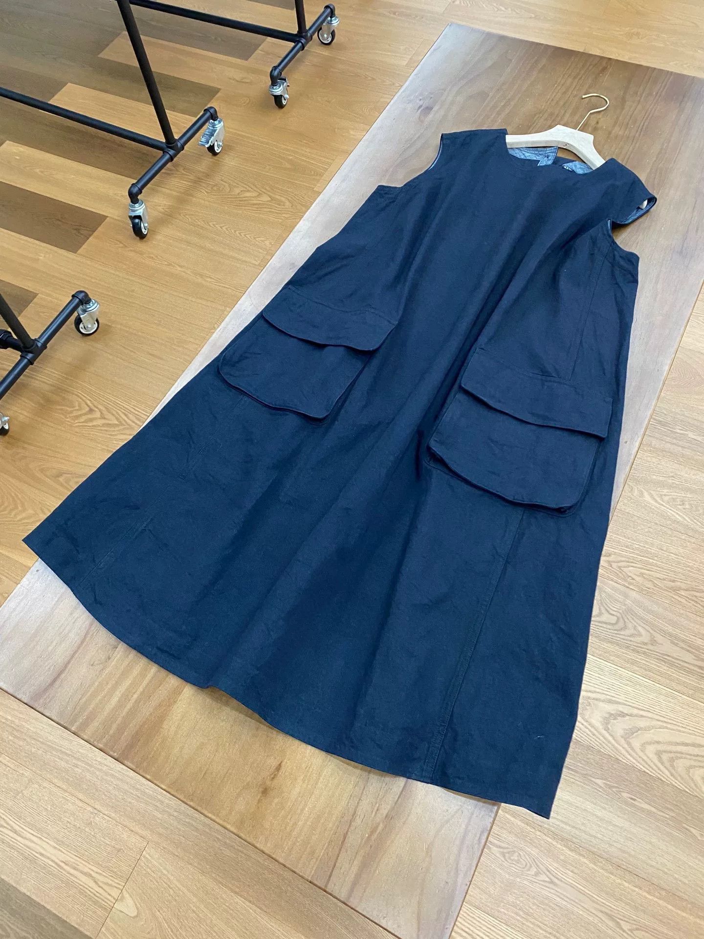 45rpm 45R Blue Cotton Sleeveless A-line Dress Size M / US 6-8 / IT 42-44 - 5 Thumbnail