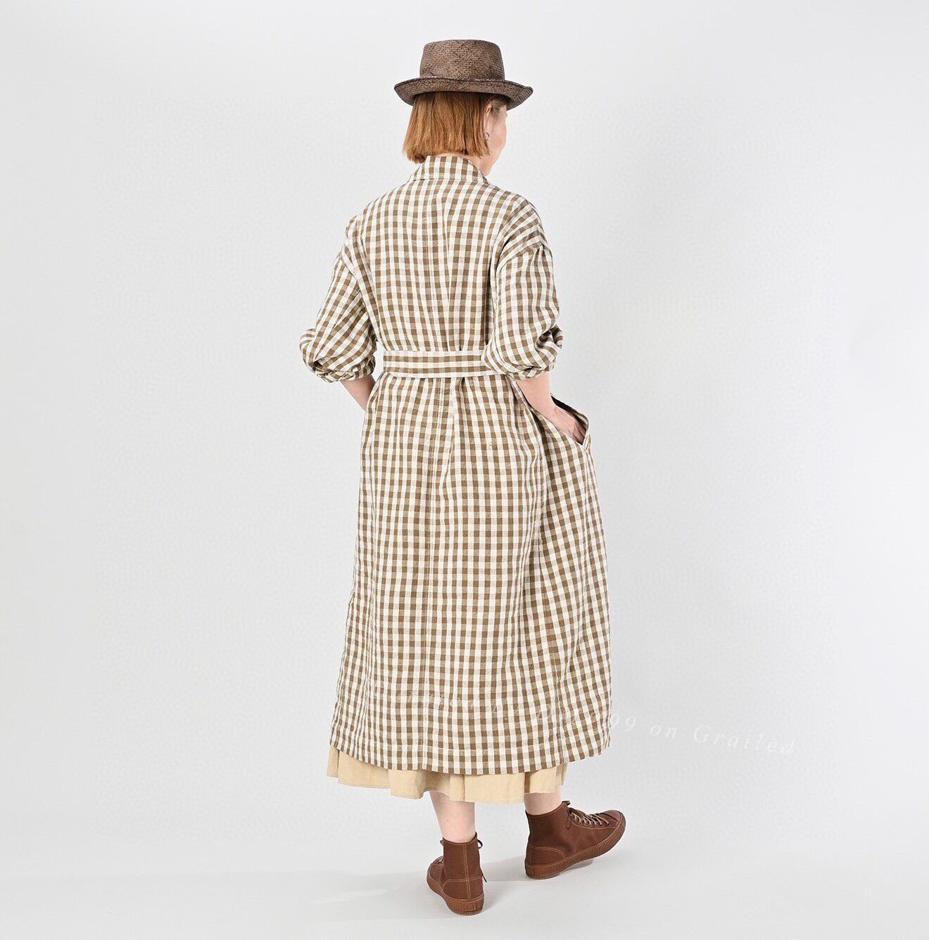 45rpm 45R Linen Check Coat Dress Size M / US 6-8 / IT 42-44 - 9 Thumbnail