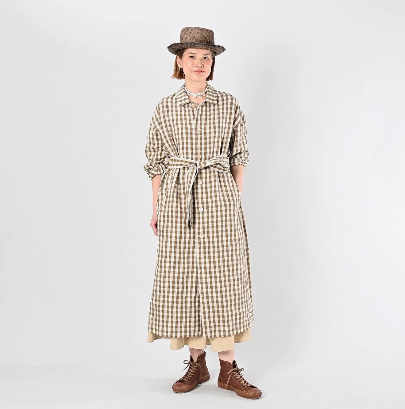 45rpm 45R Linen Check Coat Dress Size M / US 6-8 / IT 42-44 - 7 Thumbnail