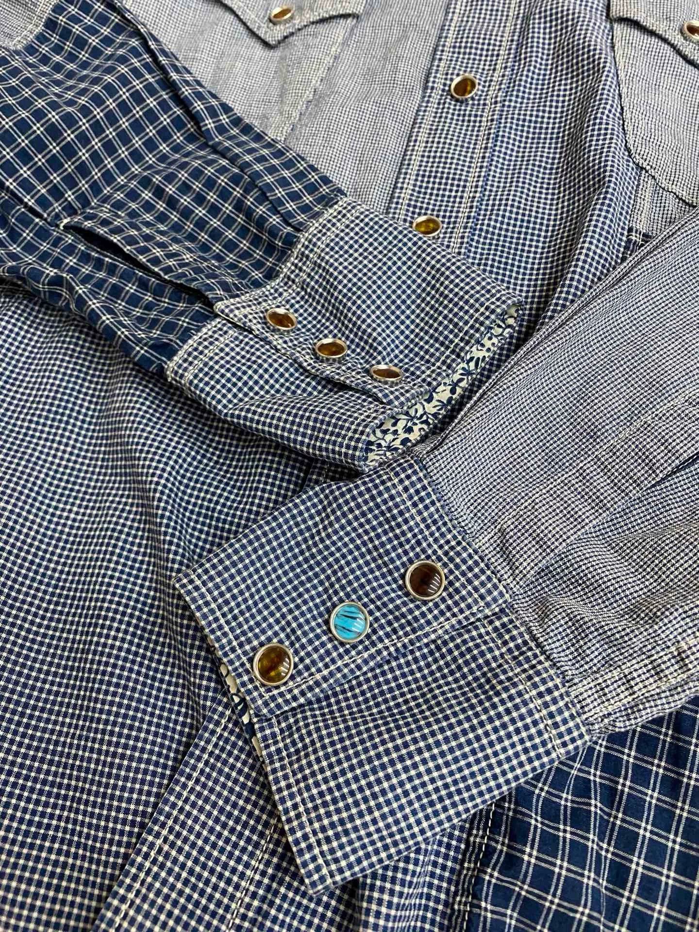 45rpm 45R Cotton Indigo Patchwork Oriental Shirt Size US M / EU 48-50 / 2 - 5 Thumbnail