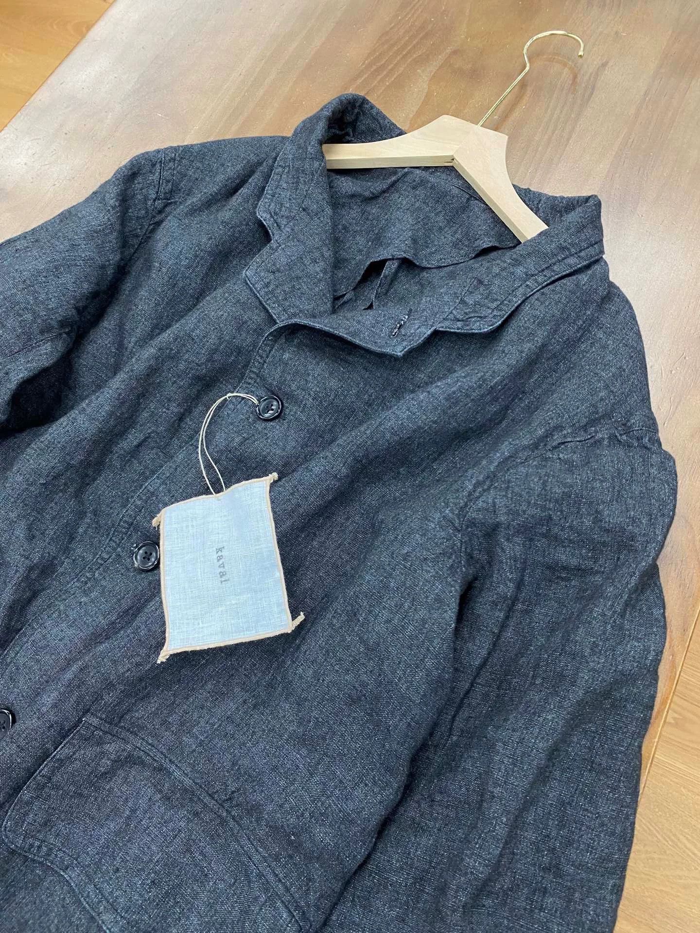 KAVU Kaval Dark Gray Linen Button Coat Size US M / EU 48-50 / 2 - 2 Thumbnail