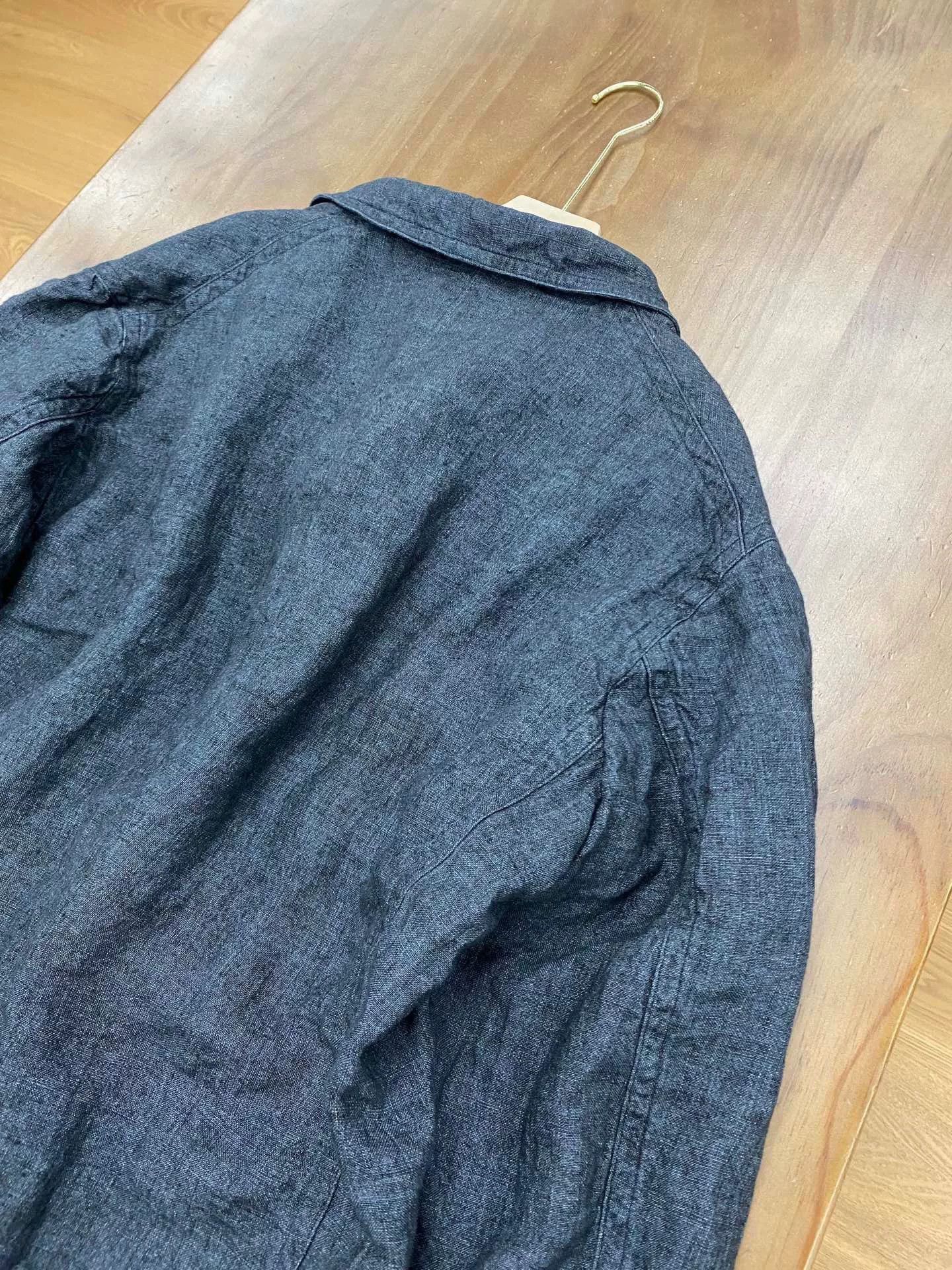 KAVU Kaval Dark Gray Linen Button Coat Size US M / EU 48-50 / 2 - 5 Thumbnail
