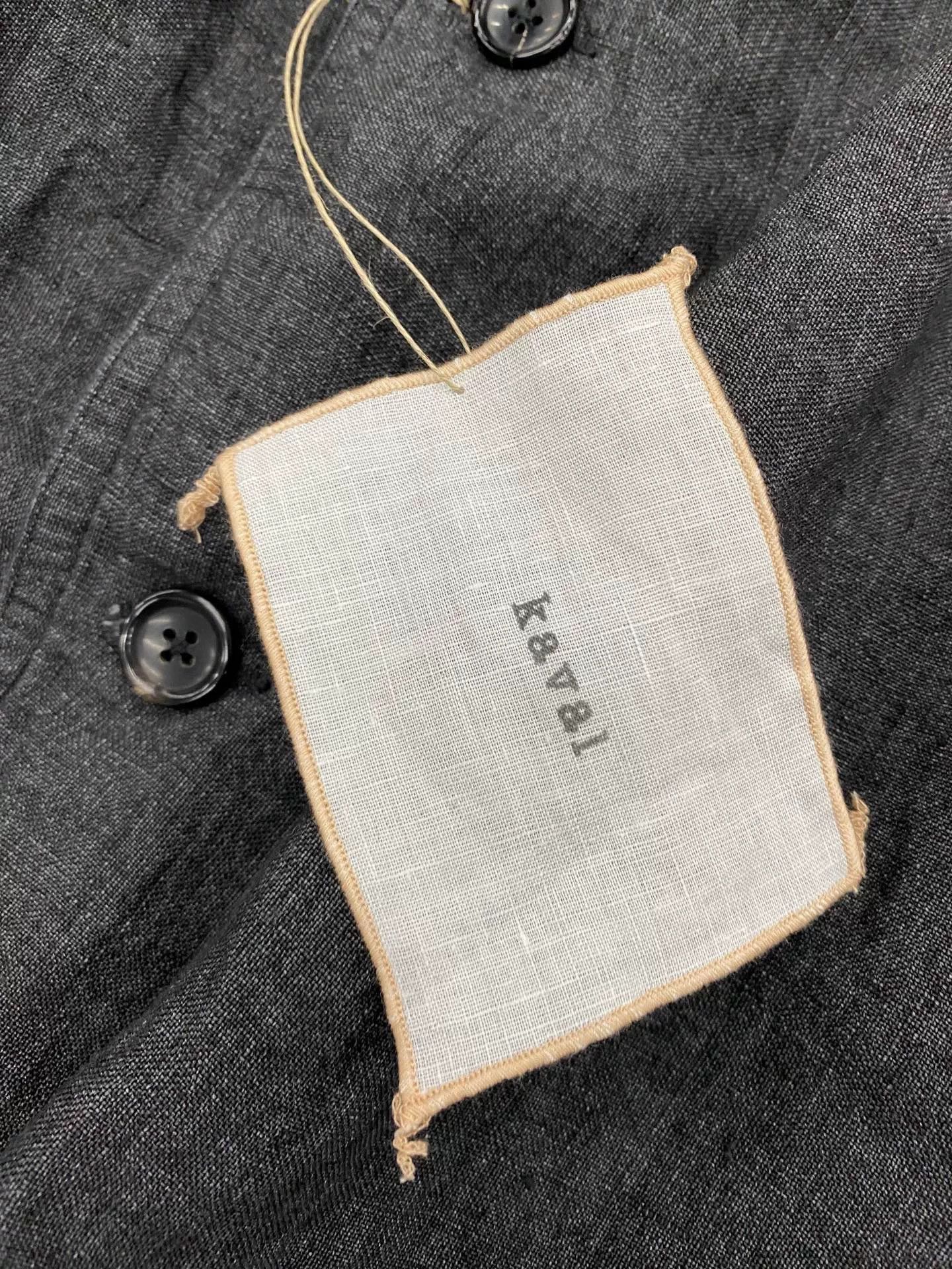 KAVU Kaval Dark Gray Linen Button Coat Size US M / EU 48-50 / 2 - 7 Thumbnail