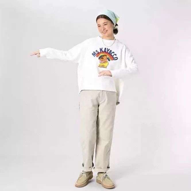45rpm 45R White Rainbow Girl Print Sweatshirt Size M / US 6-8 / IT 42-44 - 4 Thumbnail