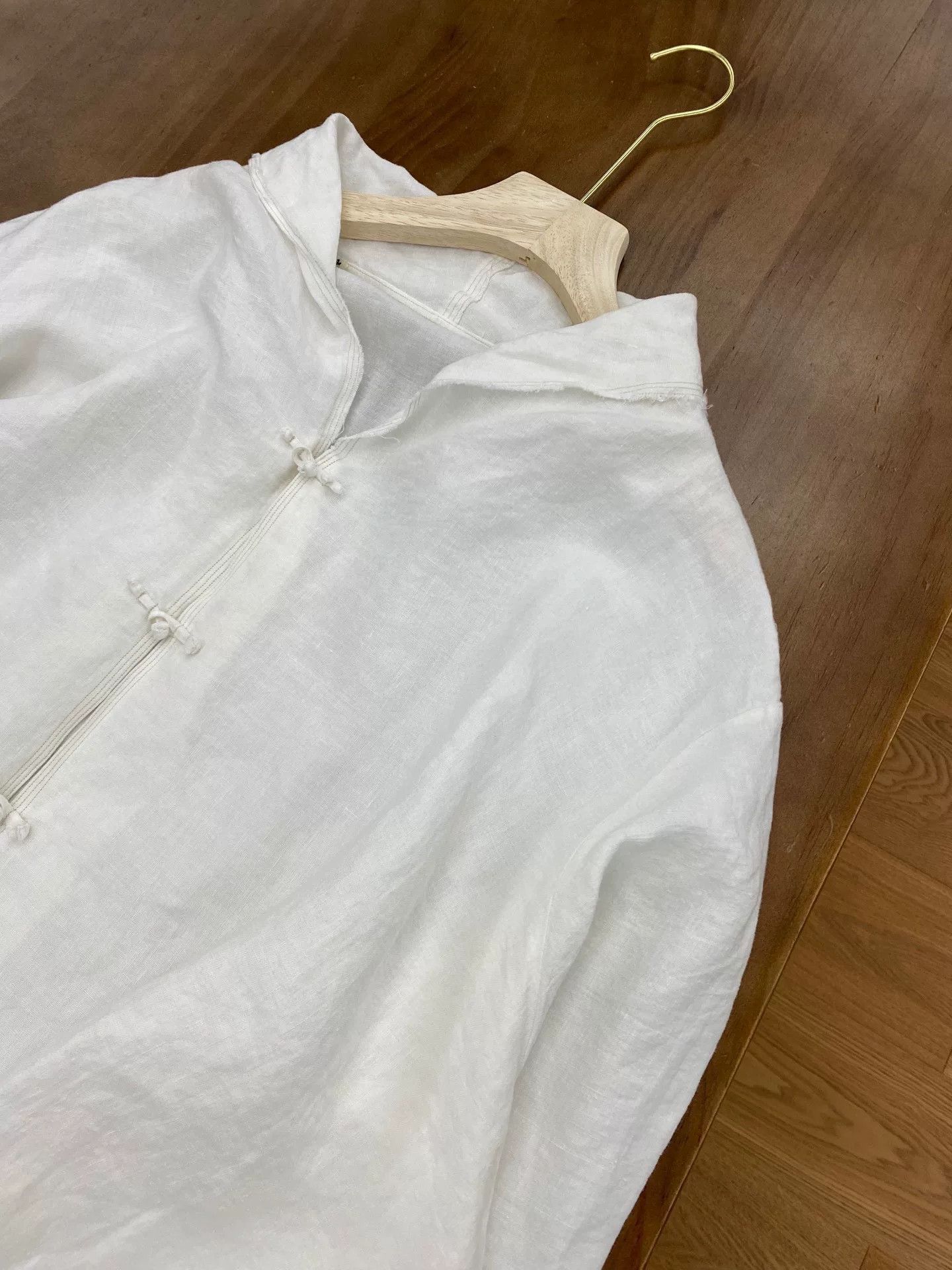 KAVU Kaval White Linen Frog Button Cardigan Size M / US 6-8 / IT 42-44 - 5 Thumbnail