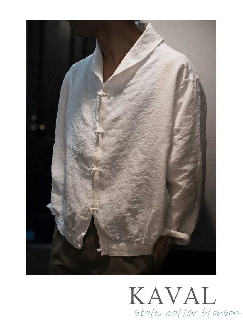 KAVU Kaval White Linen Frog Button Cardigan Size M / US 6-8 / IT 42-44 - 2 Thumbnail