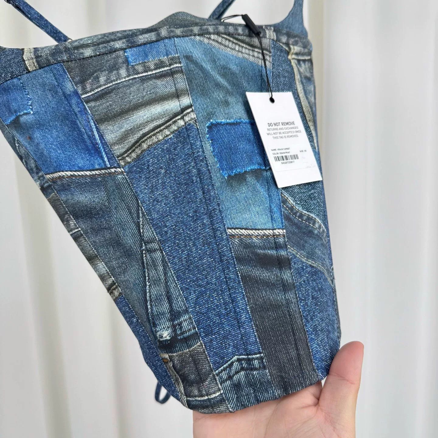 Miaou Miaou Denim Boned Camisole Vest Size XS / US 0-2 / IT 36-38 - 4 Thumbnail