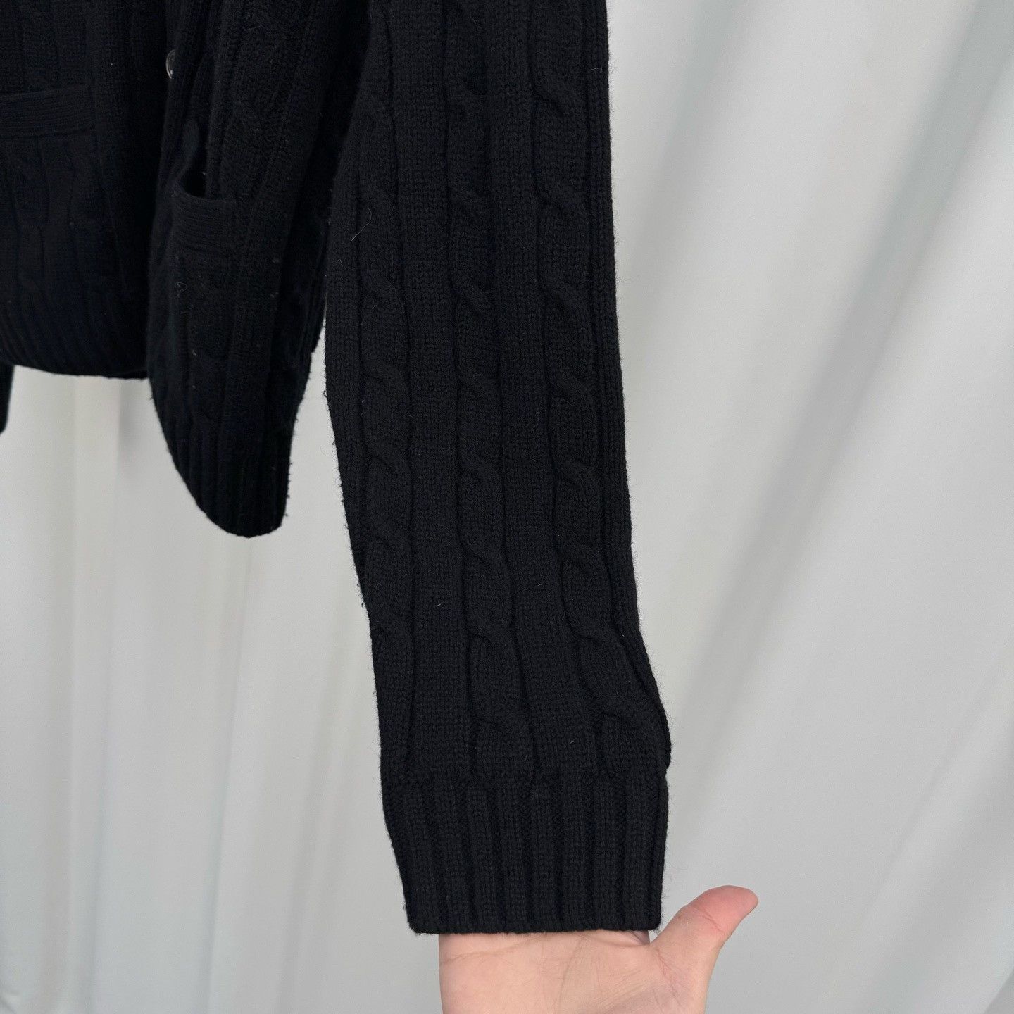 Celine Celine 25SS Triomphe Leather Panel Cable Knit Cardigan Size M / US 6-8 / IT 42-44 - 4 Thumbnail