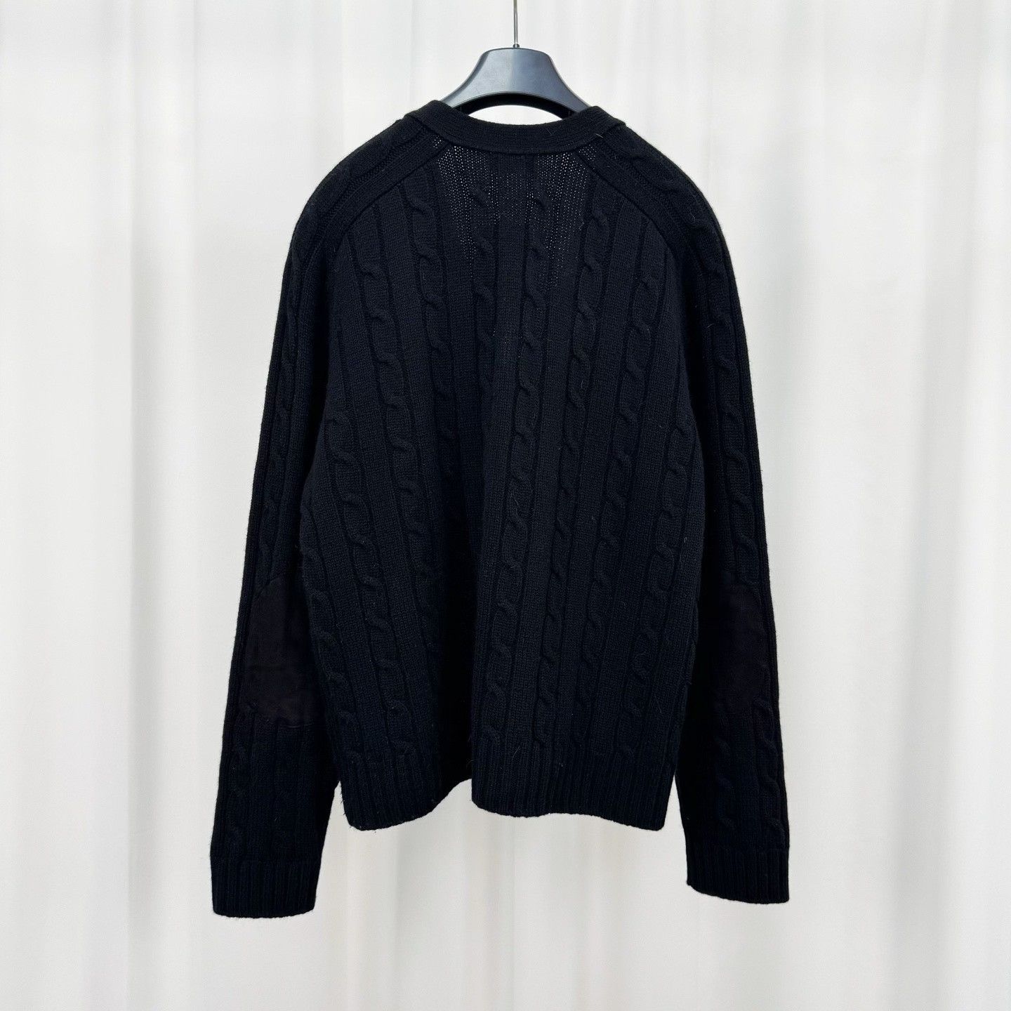 Celine Celine 25SS Triomphe Leather Panel Cable Knit Cardigan Size M / US 6-8 / IT 42-44 - 2 Thumbnail