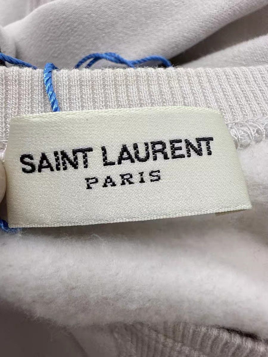 Saint Laurent Paris Beige Logo Sweatshirt in Size L Size US L / EU 52-54 / 3 - 3 Thumbnail