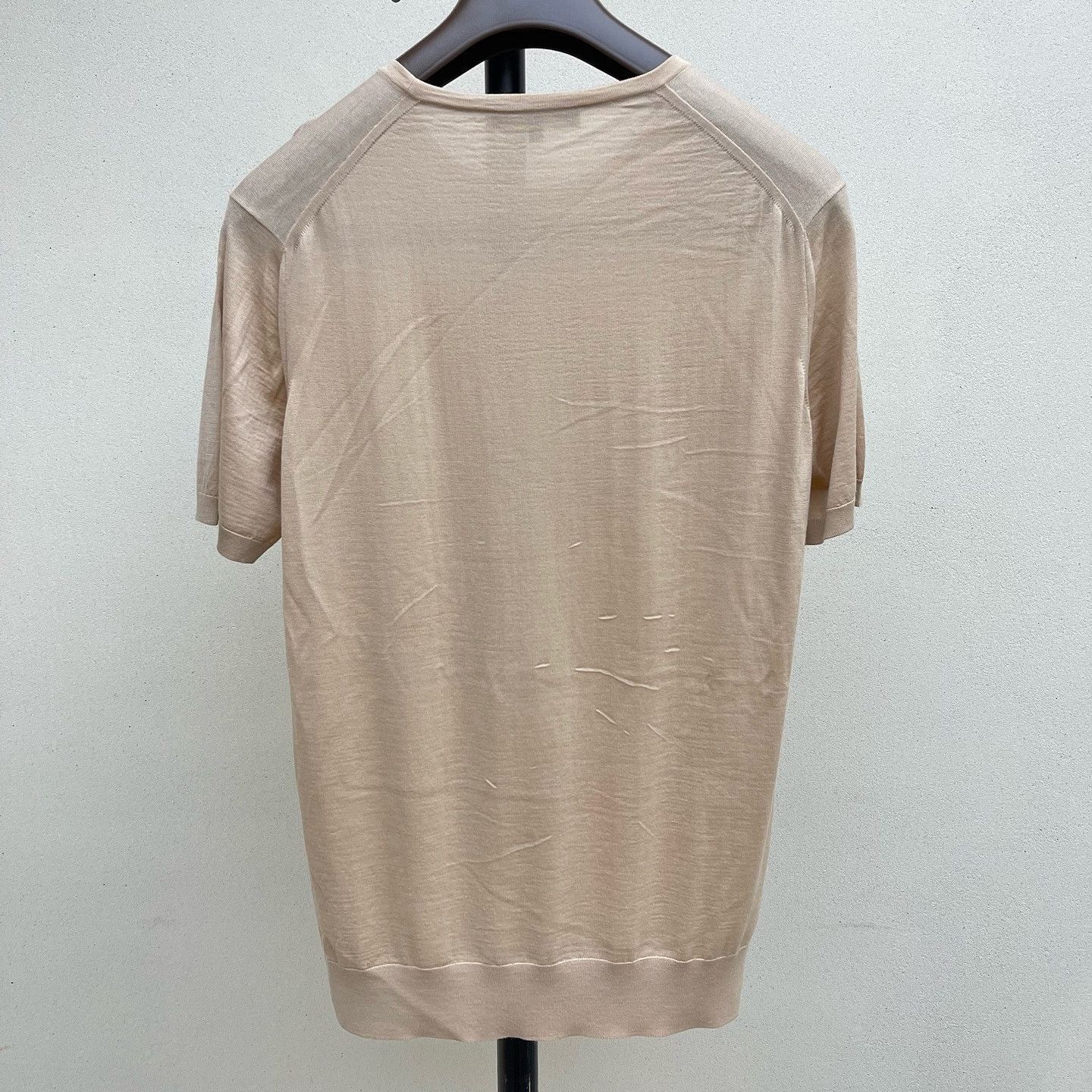 Loro Piana Soft Beige Virgin Wool Short Sleeve T-Shirt Size US L / EU 52-54 / 3 - 2 Thumbnail