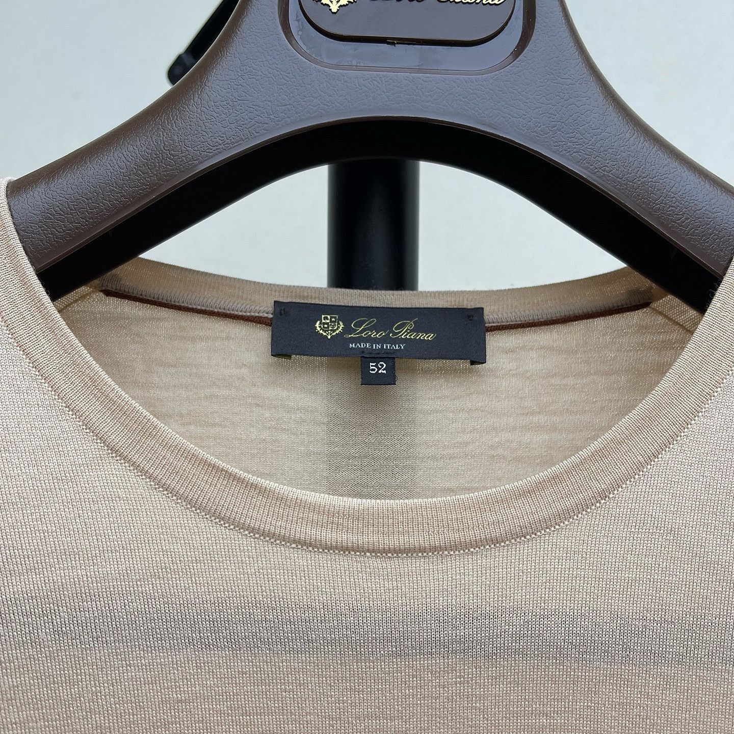 Loro Piana Soft Beige Virgin Wool Short Sleeve T-Shirt Size US L / EU 52-54 / 3 - 3 Thumbnail