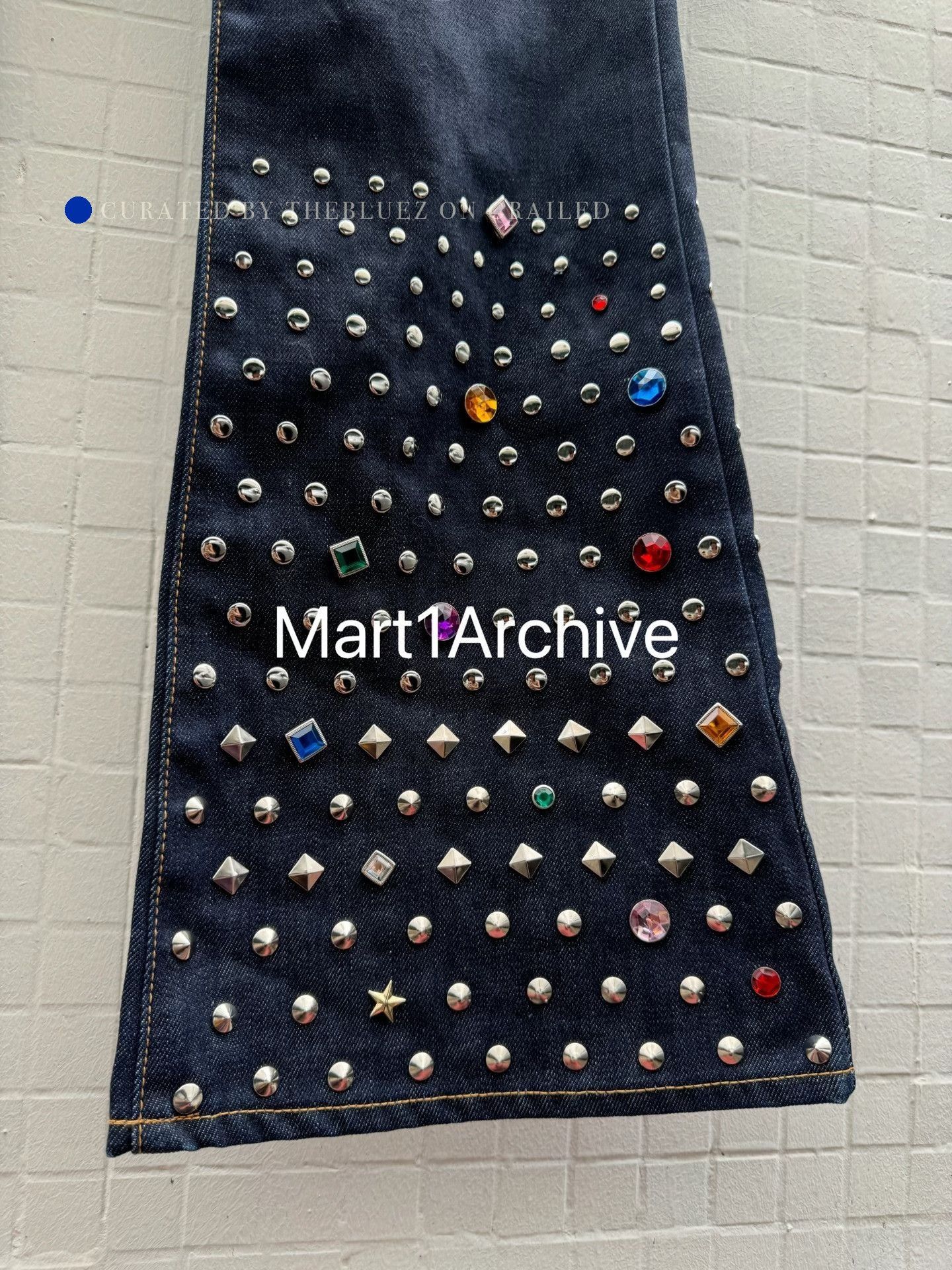 Junya Watanabe Unique Jewel Studded Blue Denim Jeans Size US 32 / EU 48 - 4 Thumbnail