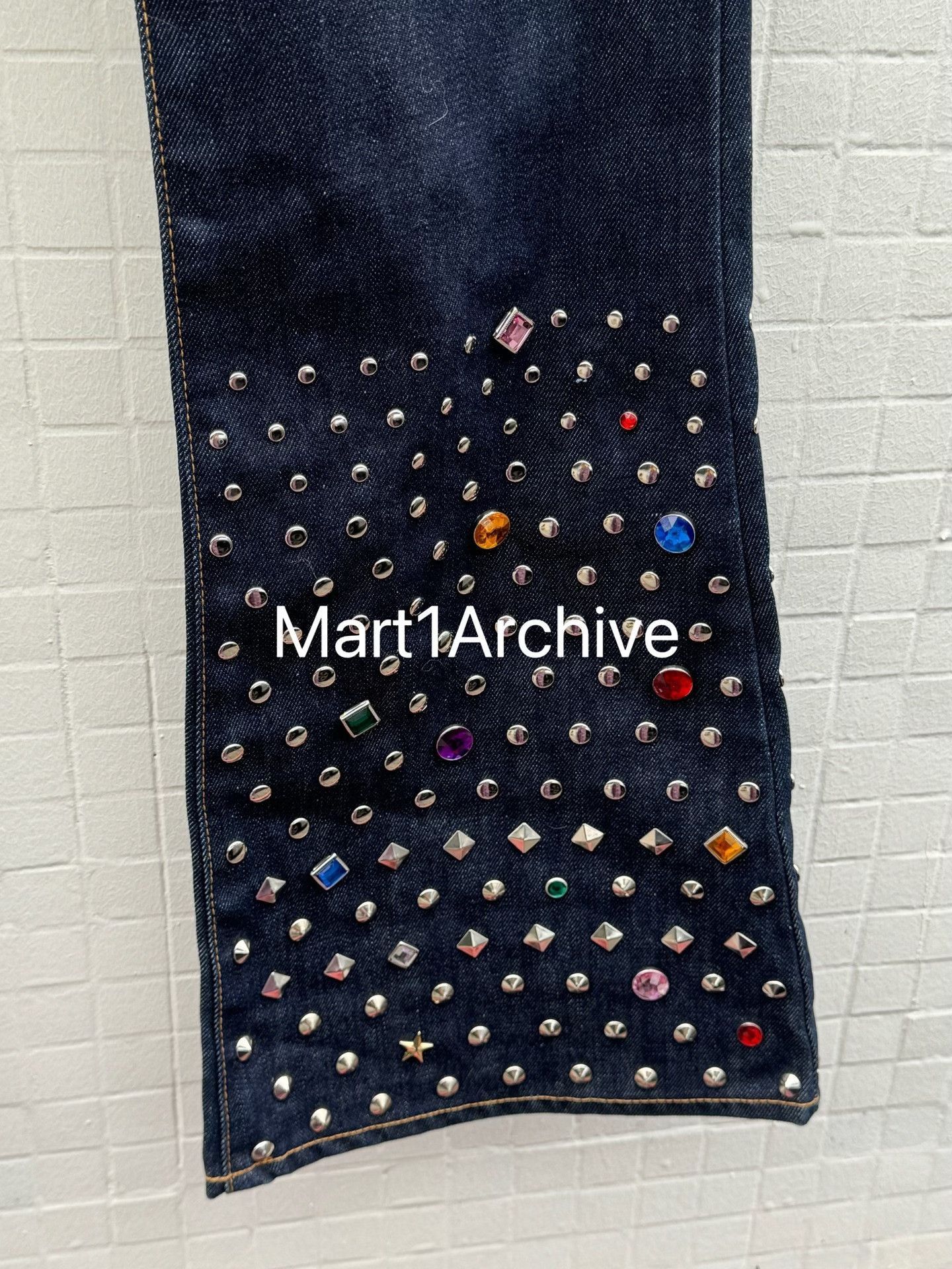 Junya Watanabe Unique Jewel Studded Blue Denim Jeans Size US 32 / EU 48 - 5 Thumbnail