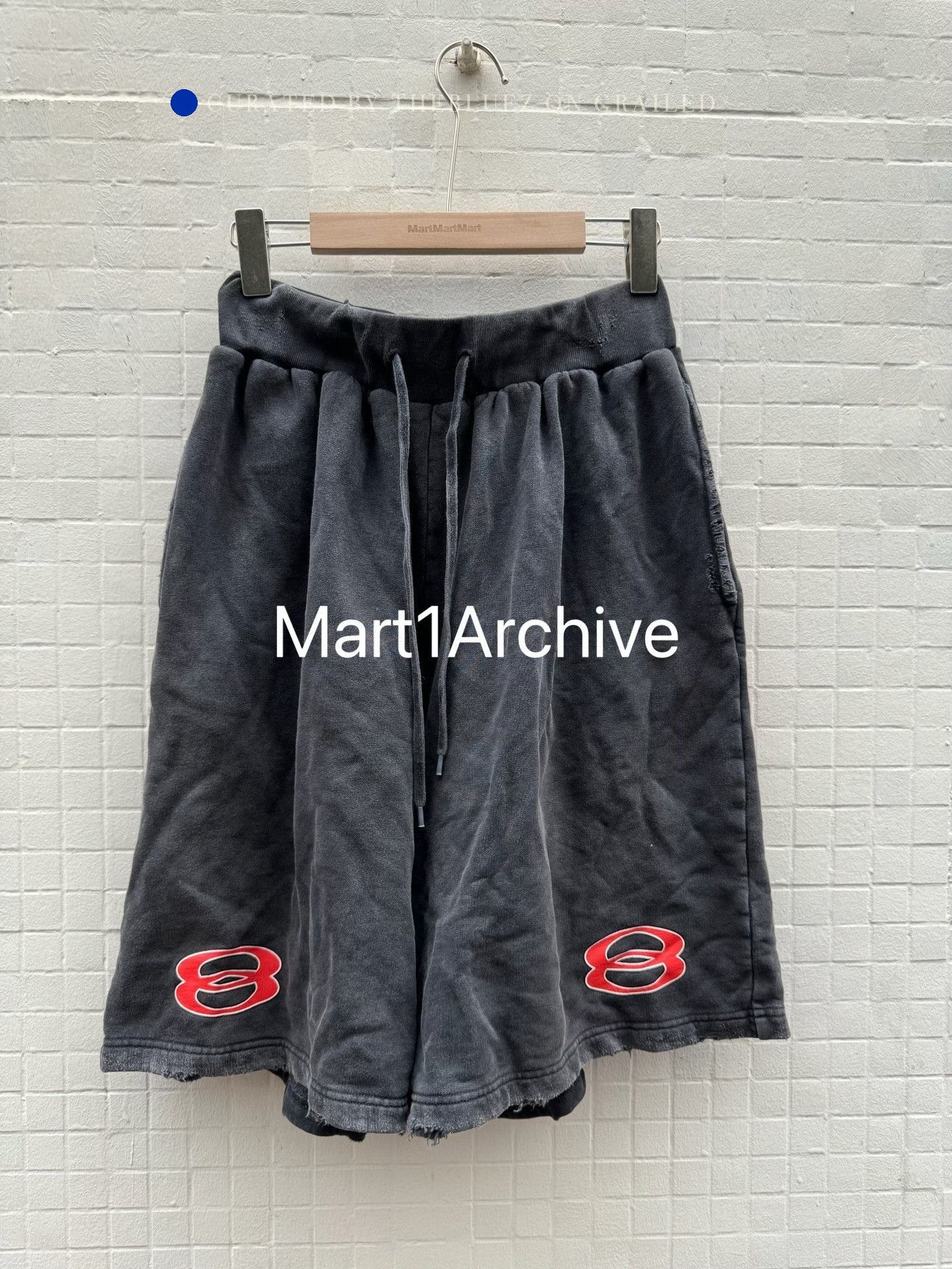 Balenciaga Washed Gray Double Ring Logo Shorts Size US 28 / EU 44 - 2 Thumbnail