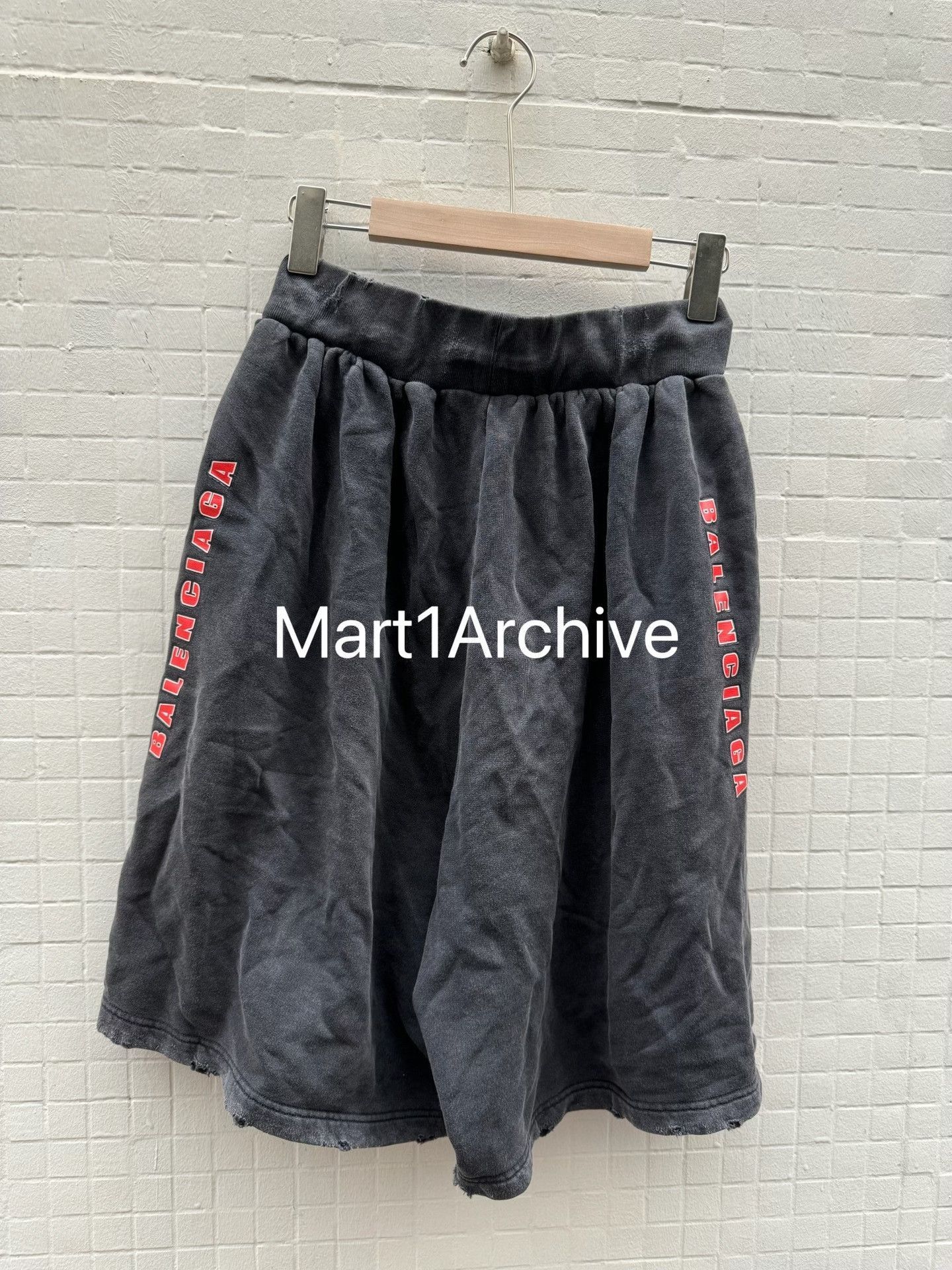 Balenciaga Washed Gray Double Ring Logo Shorts Size US 28 / EU 44 - 3 Thumbnail