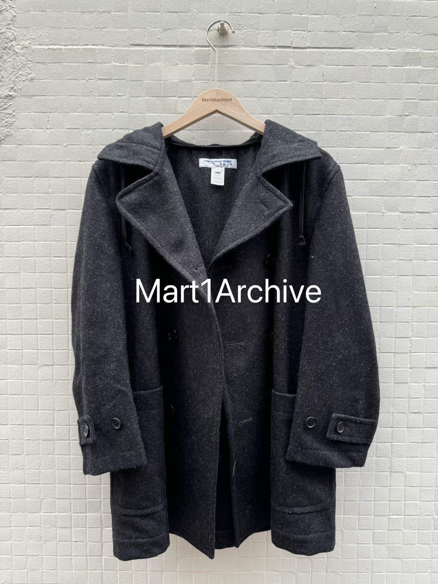 Comme des Garcons Wool Hooded Coat in Gray - Size M Size US M / EU 48-50 / 2 - 2 Thumbnail