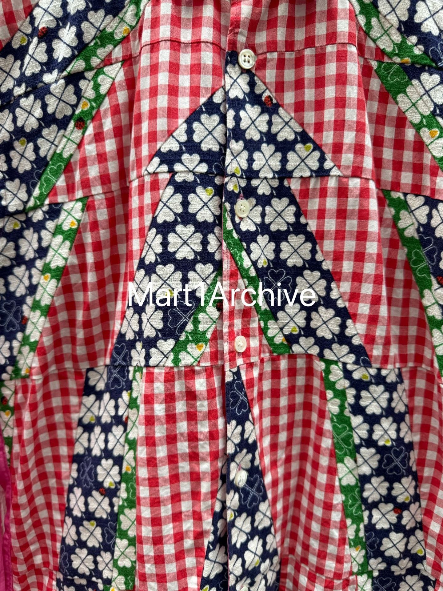 Comme des Garcons Patchwork Design Button Up Shirt in Pink Size US XS / EU 42 / 0 - 4 Thumbnail