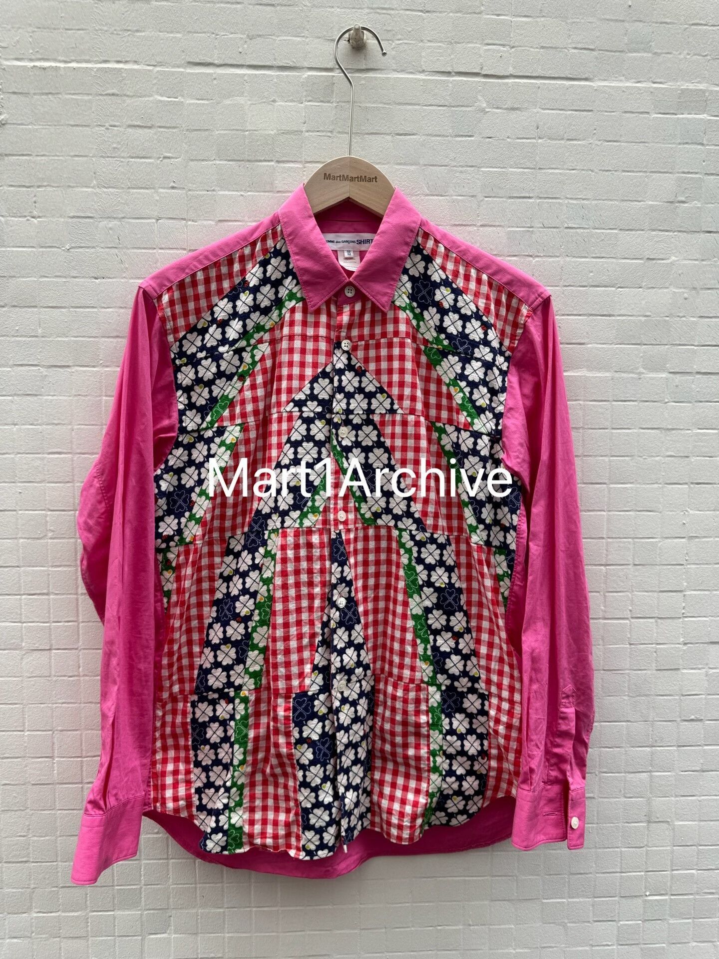 Comme des Garcons Patchwork Design Button Up Shirt in Pink Size US XS / EU 42 / 0 - 2 Thumbnail