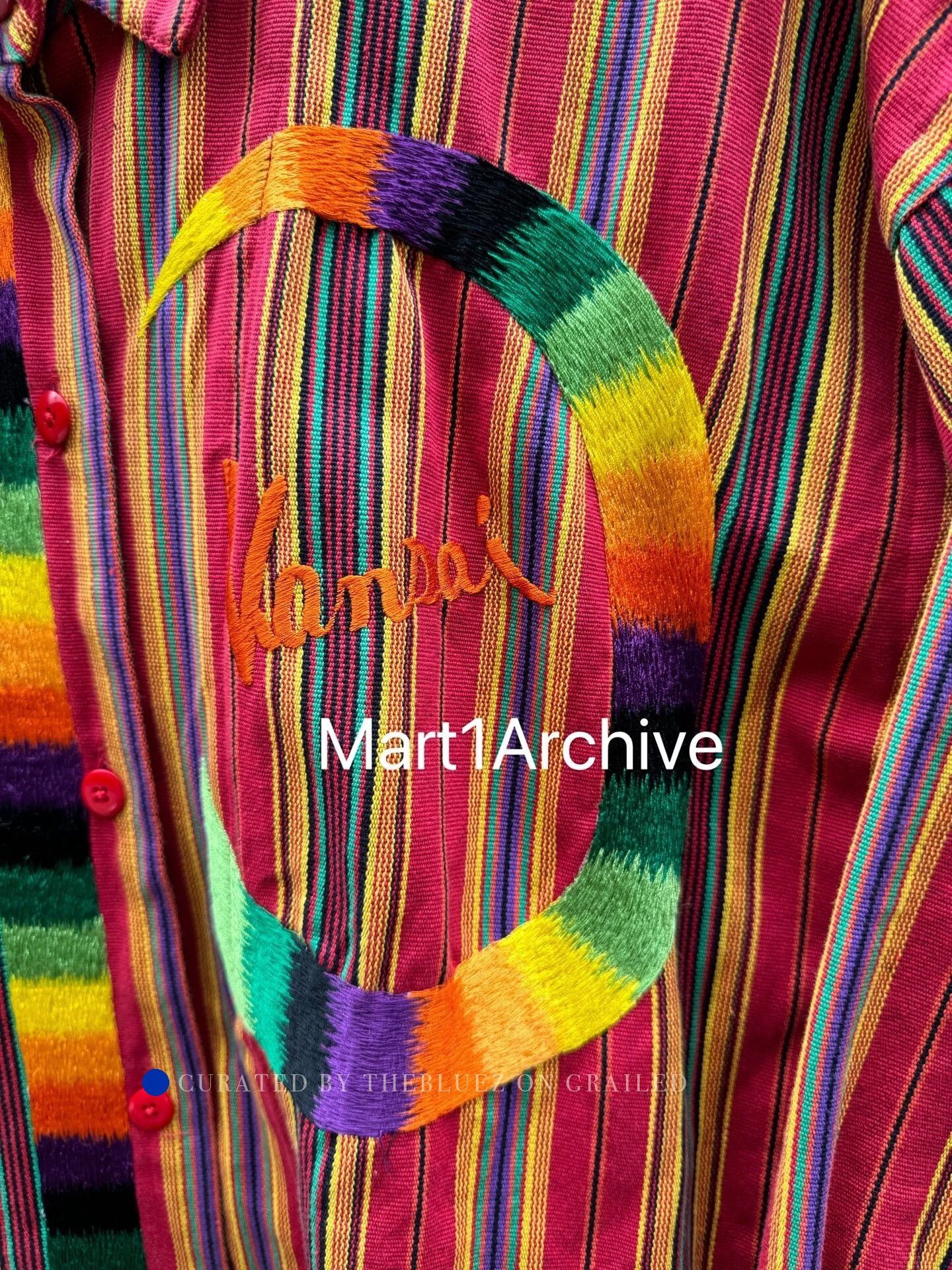 Kansai Yamamoto Embroidered Multi-Striped Button-Up Shirt Size US S / EU 44-46 / 1 - 6 Thumbnail