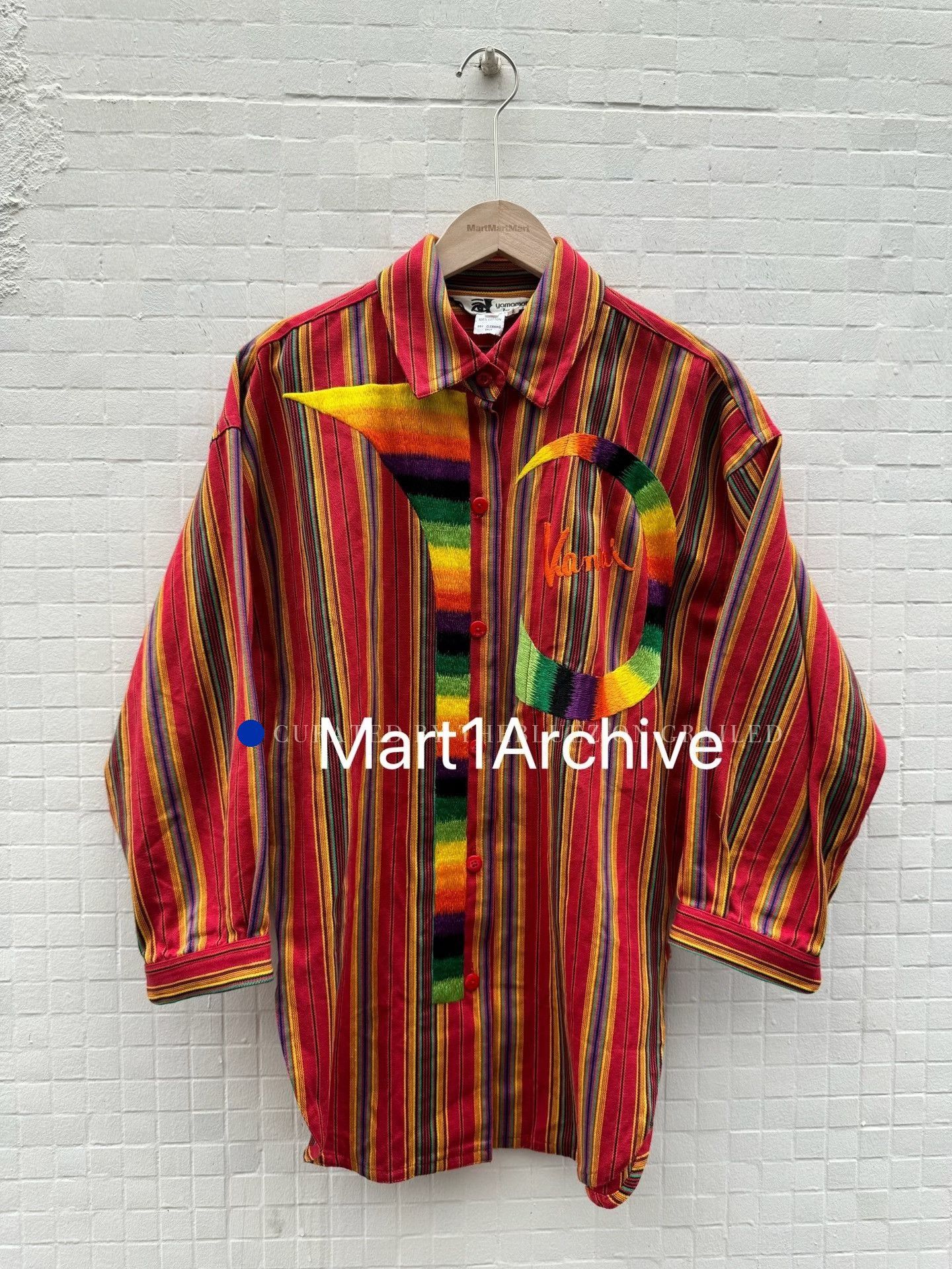 Kansai Yamamoto Embroidered Multi-Striped Button-Up Shirt Size US S / EU 44-46 / 1 - 2 Thumbnail