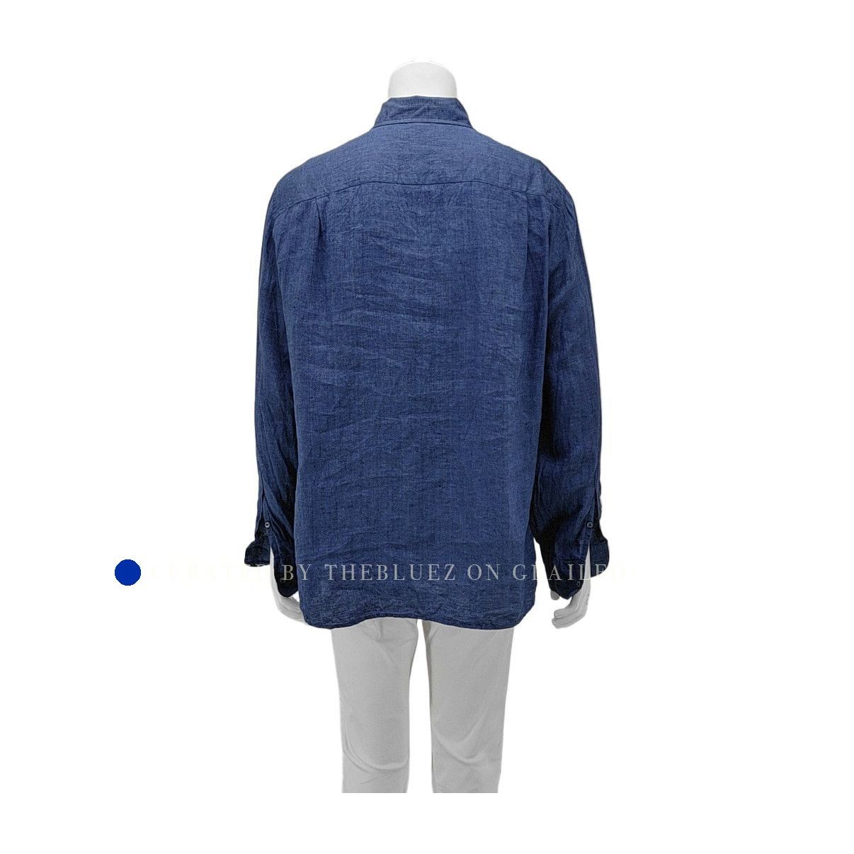 Loro Piana Elegant Linen Pullover Shirt in Blue Size US XL / EU 56 / 4 - 2 Thumbnail