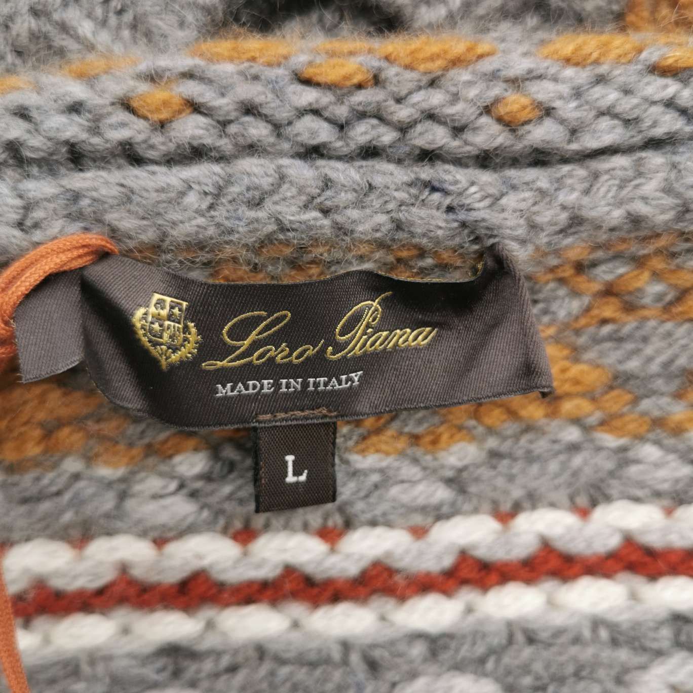 Loro Piana Patterned V-Neck Cashmere Sweater Size US L / EU 52-54 / 3 - 5 Thumbnail