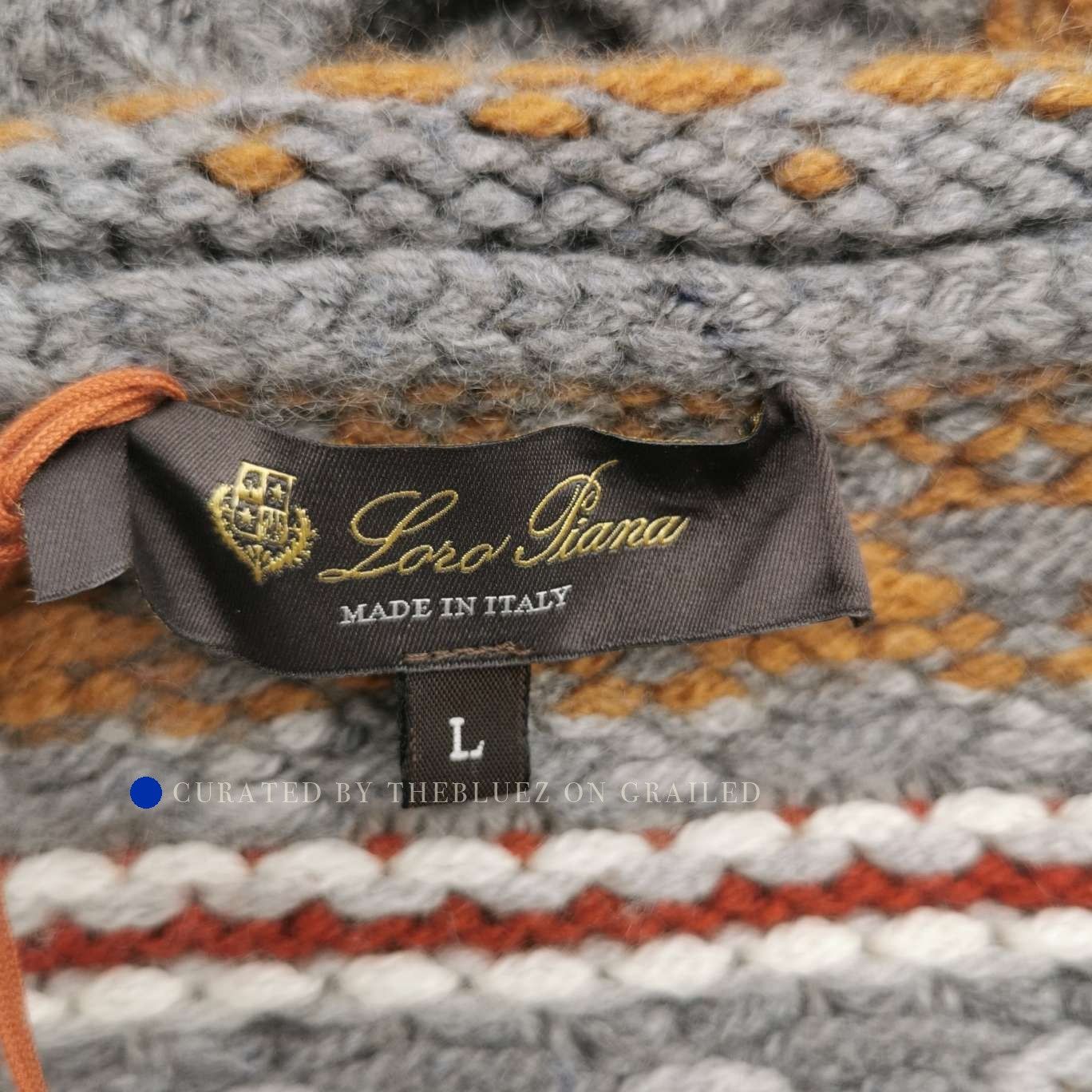 Loro Piana Patterned V-Neck Cashmere Sweater Size US L / EU 52-54 / 3 - 6 Thumbnail